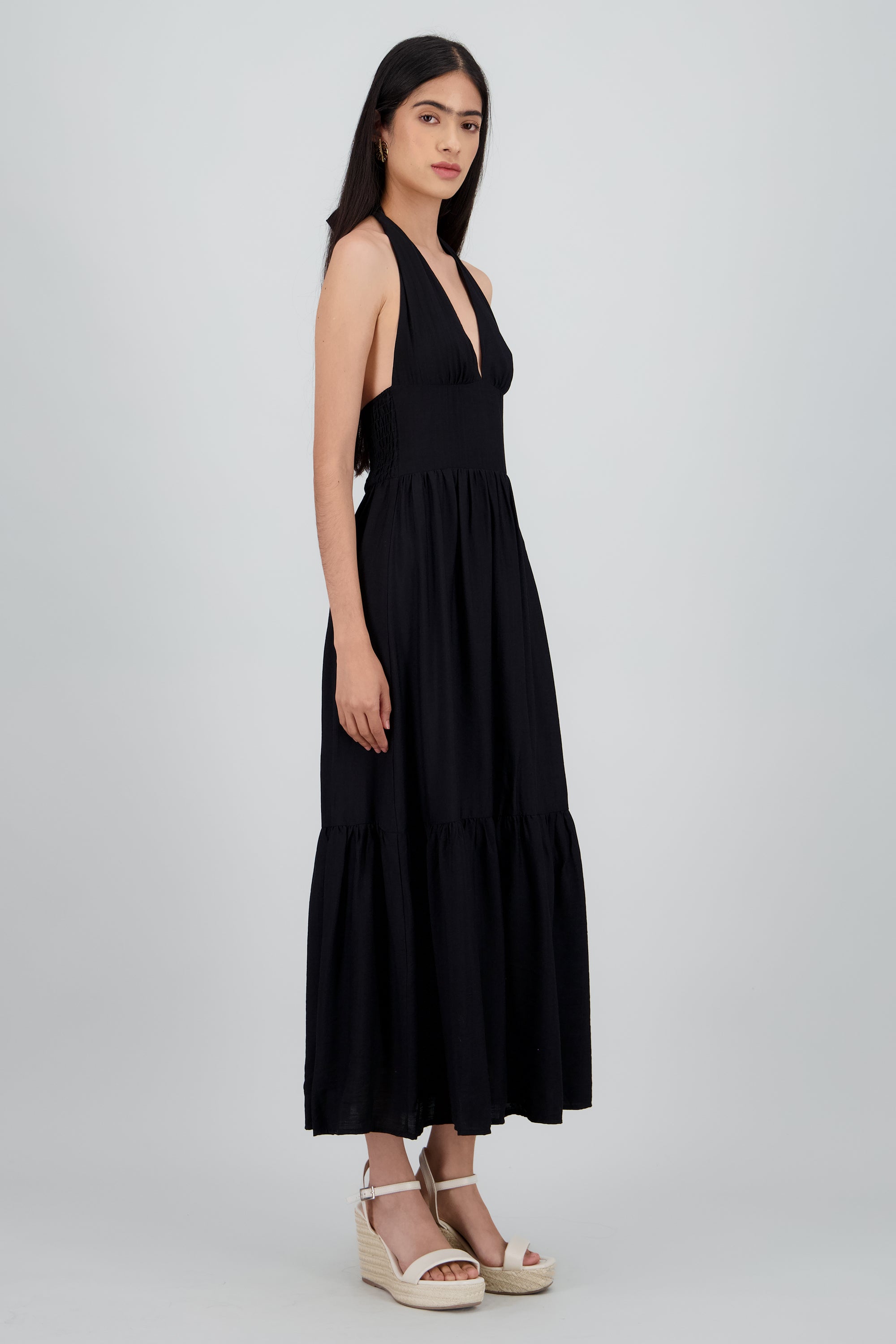 Vestido maxi halter amarre NEGRO
