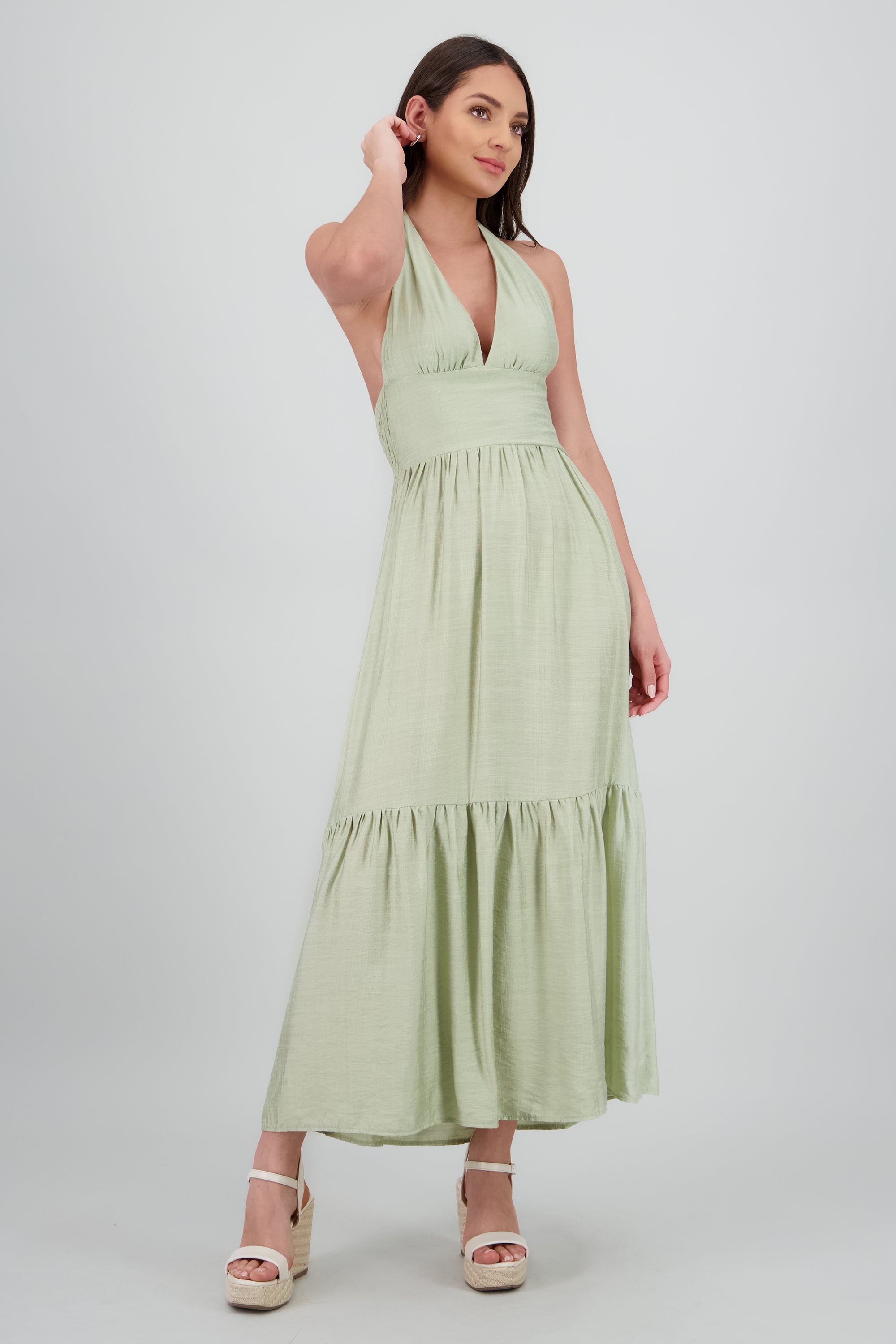 Vestido maxi halter amarre SAGE