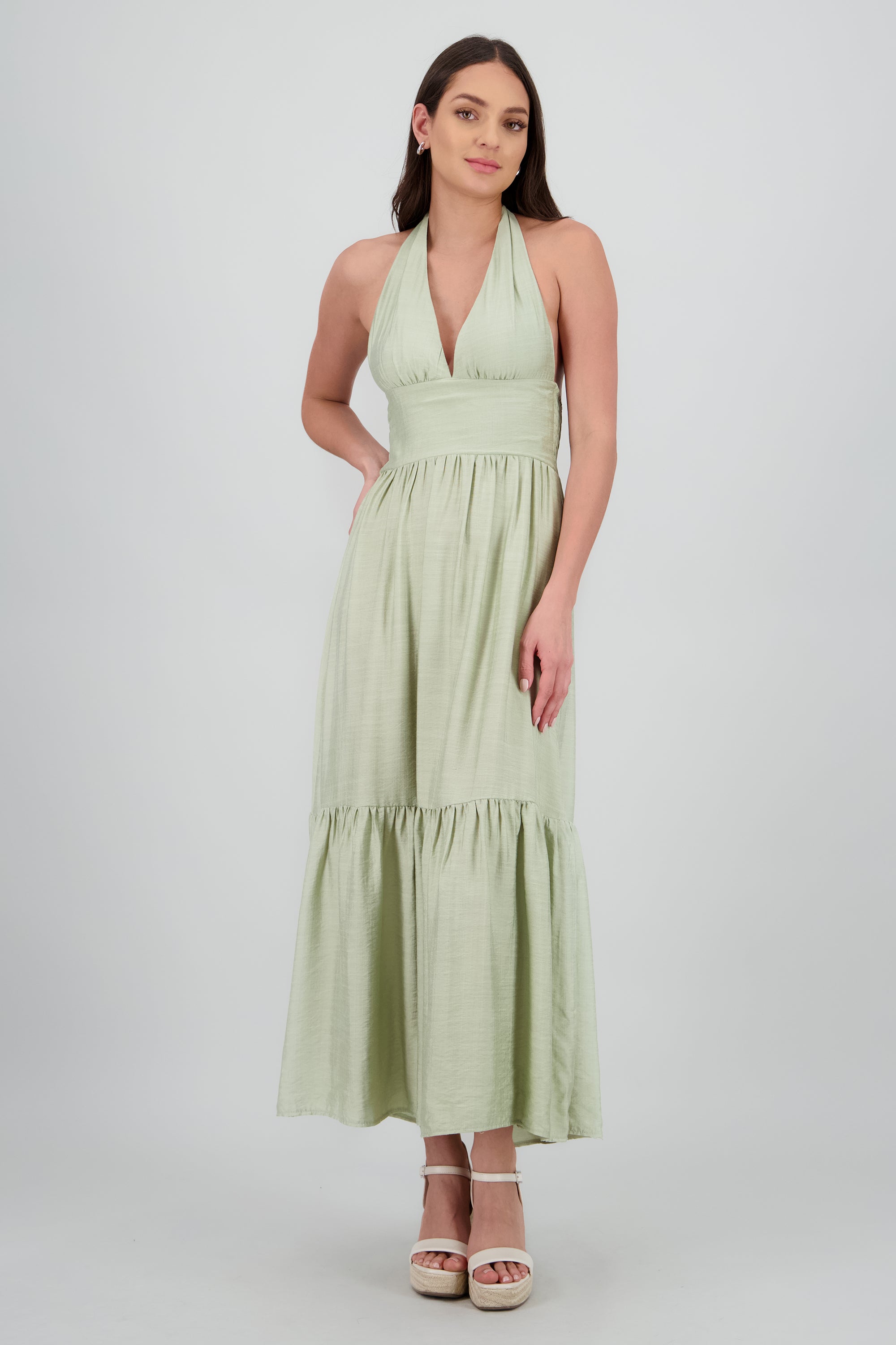 Vestido maxi halter amarre SAGE