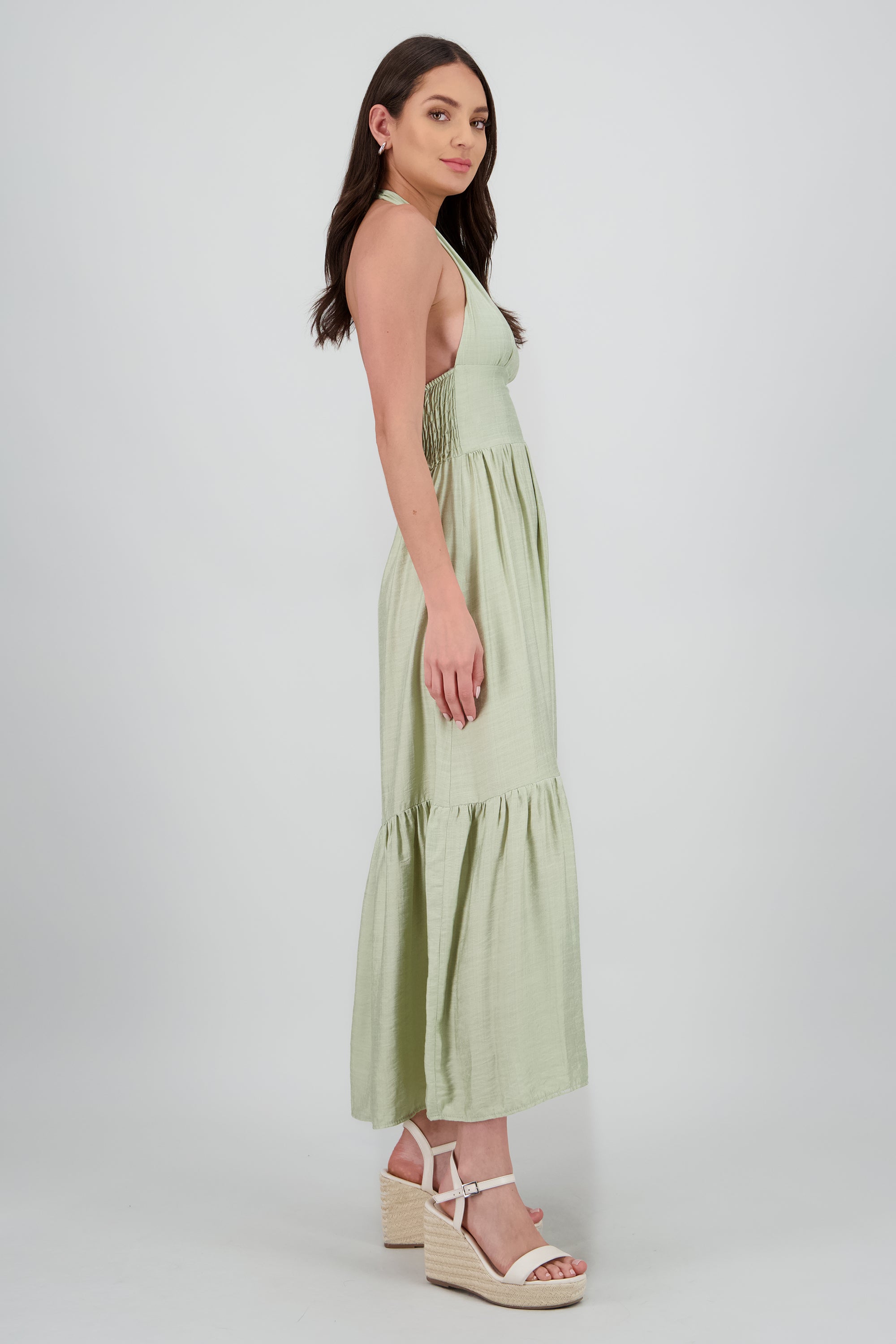 Vestido maxi halter amarre SAGE
