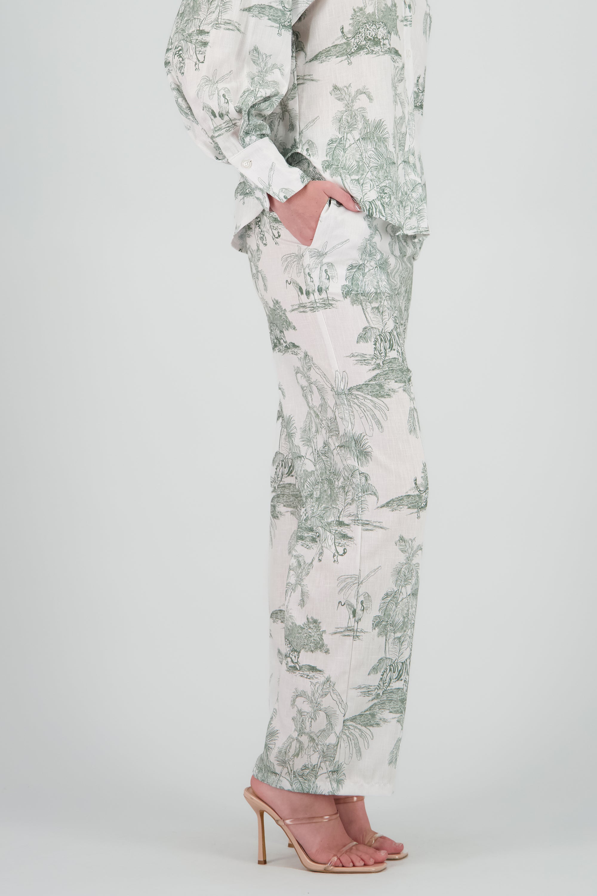 Pantalon estampado tropical VERDE COMBO