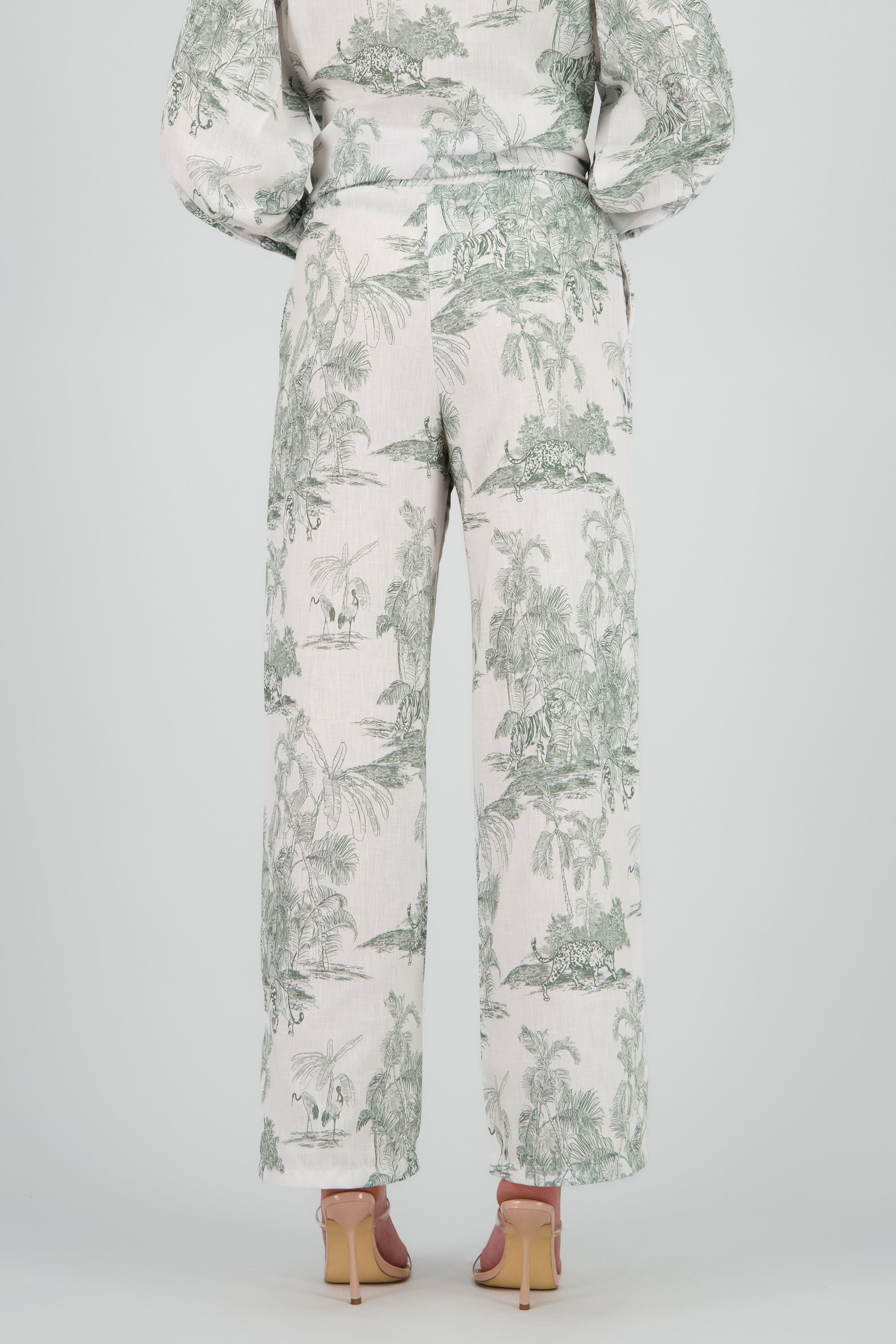 Pantalon estampado tropical VERDE COMBO