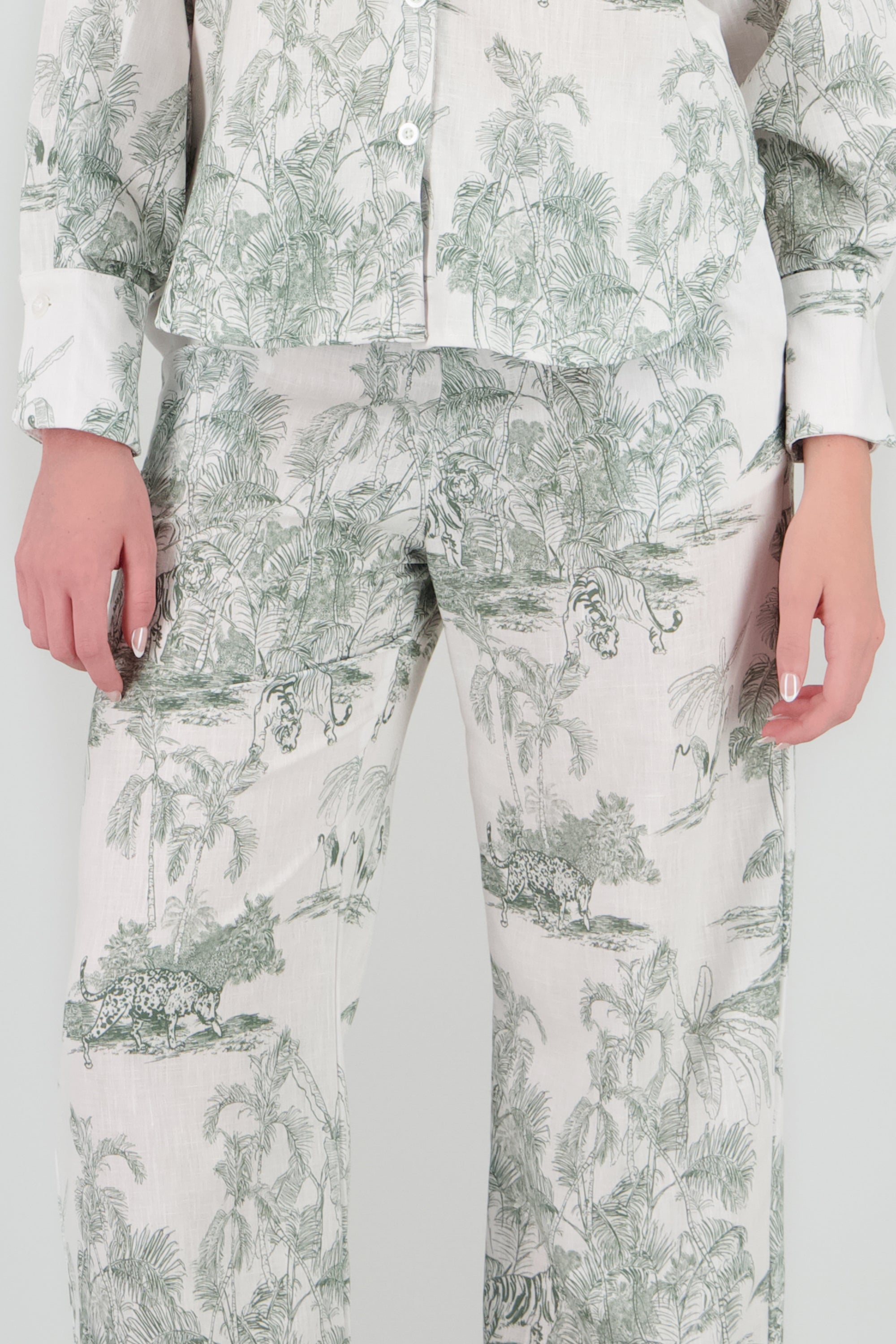 Pantalon estampado tropical VERDE COMBO