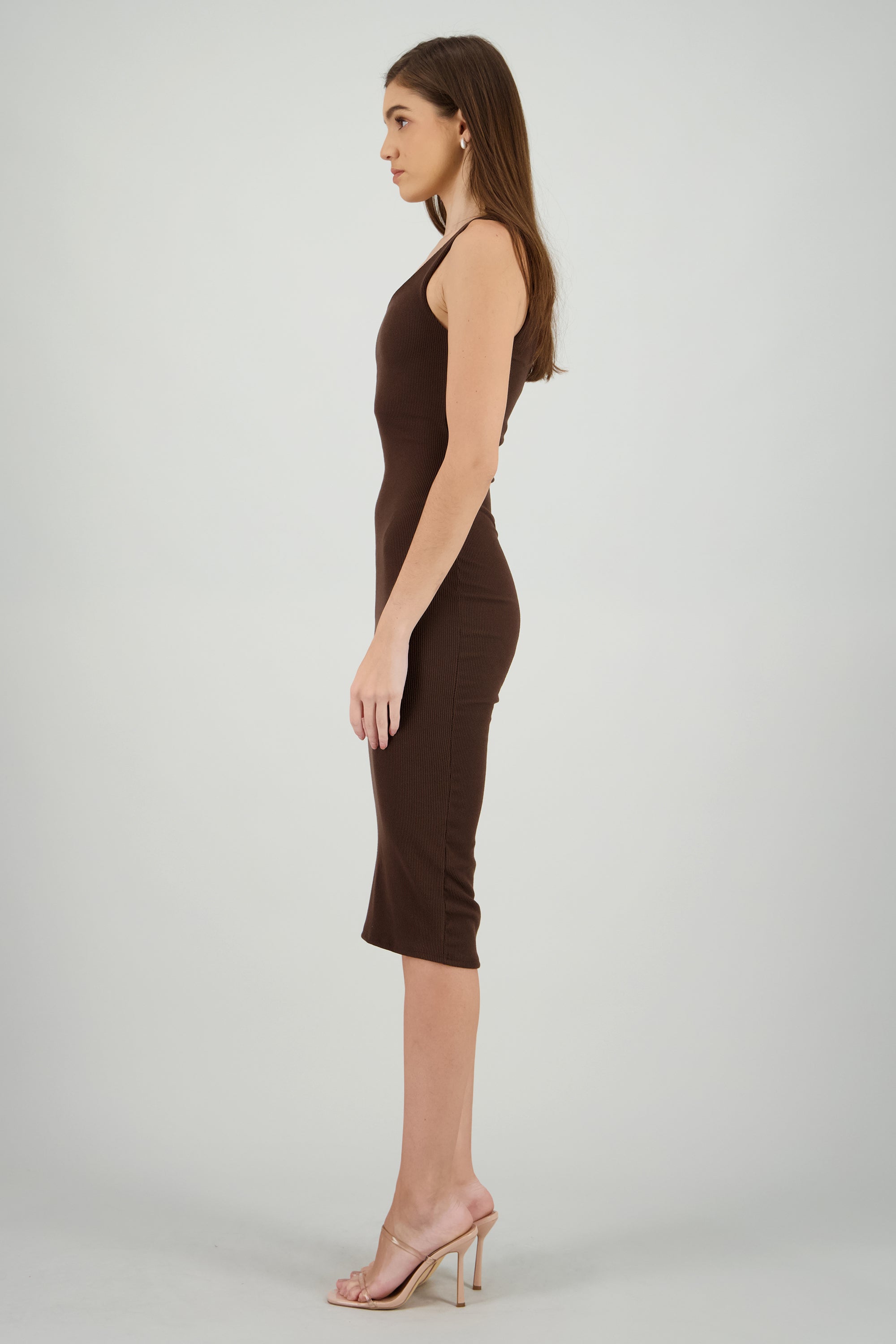 Vestido midi bodycon tirantes CHOCOLATE