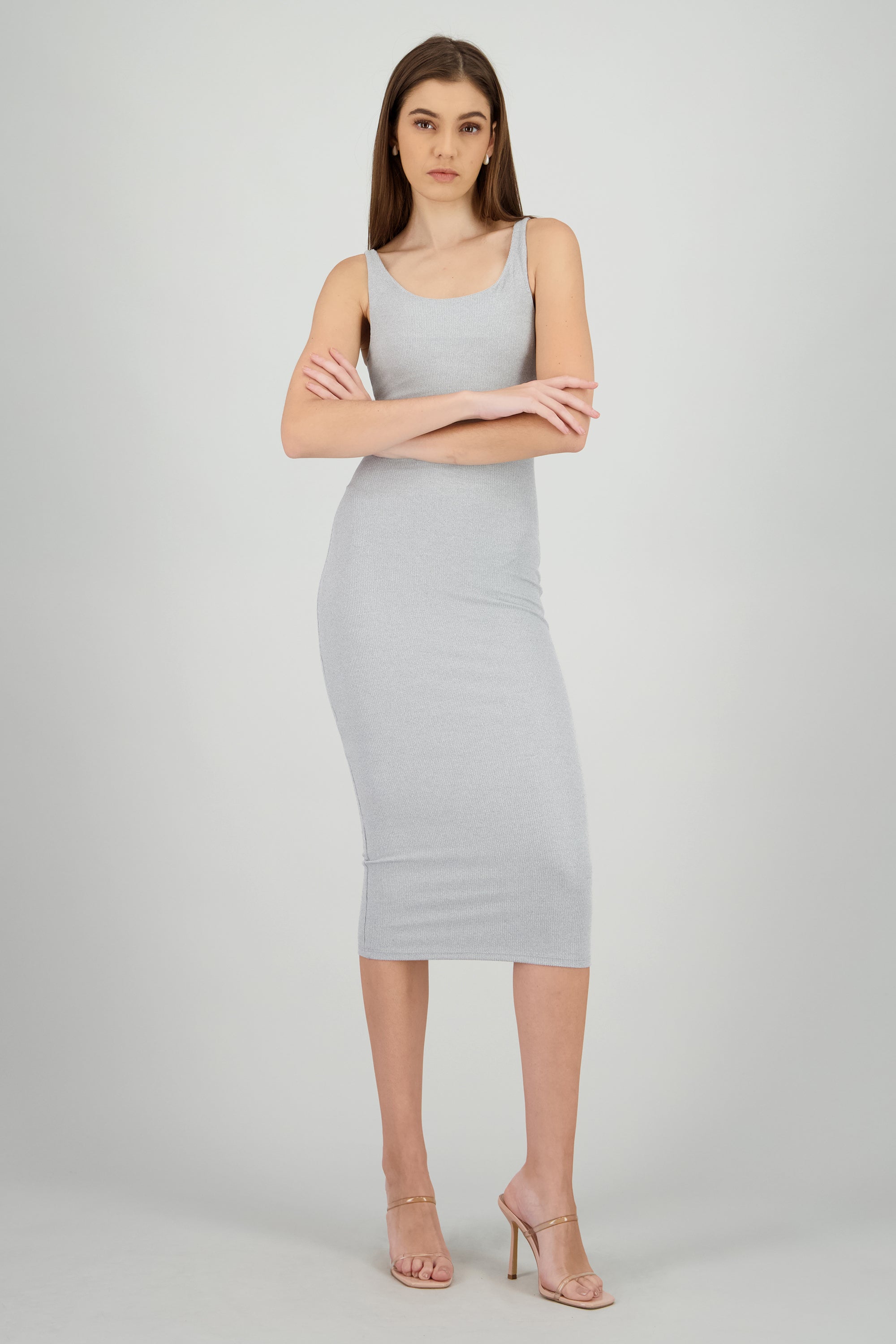 Vestido midi bodycon tirantes GRIS