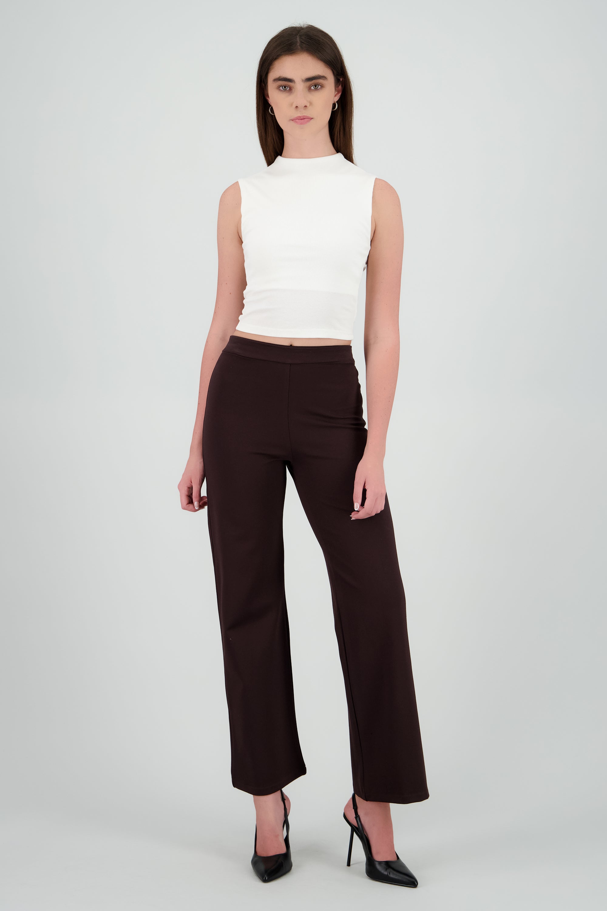 Pantalon comfort liso CHOCOLATE