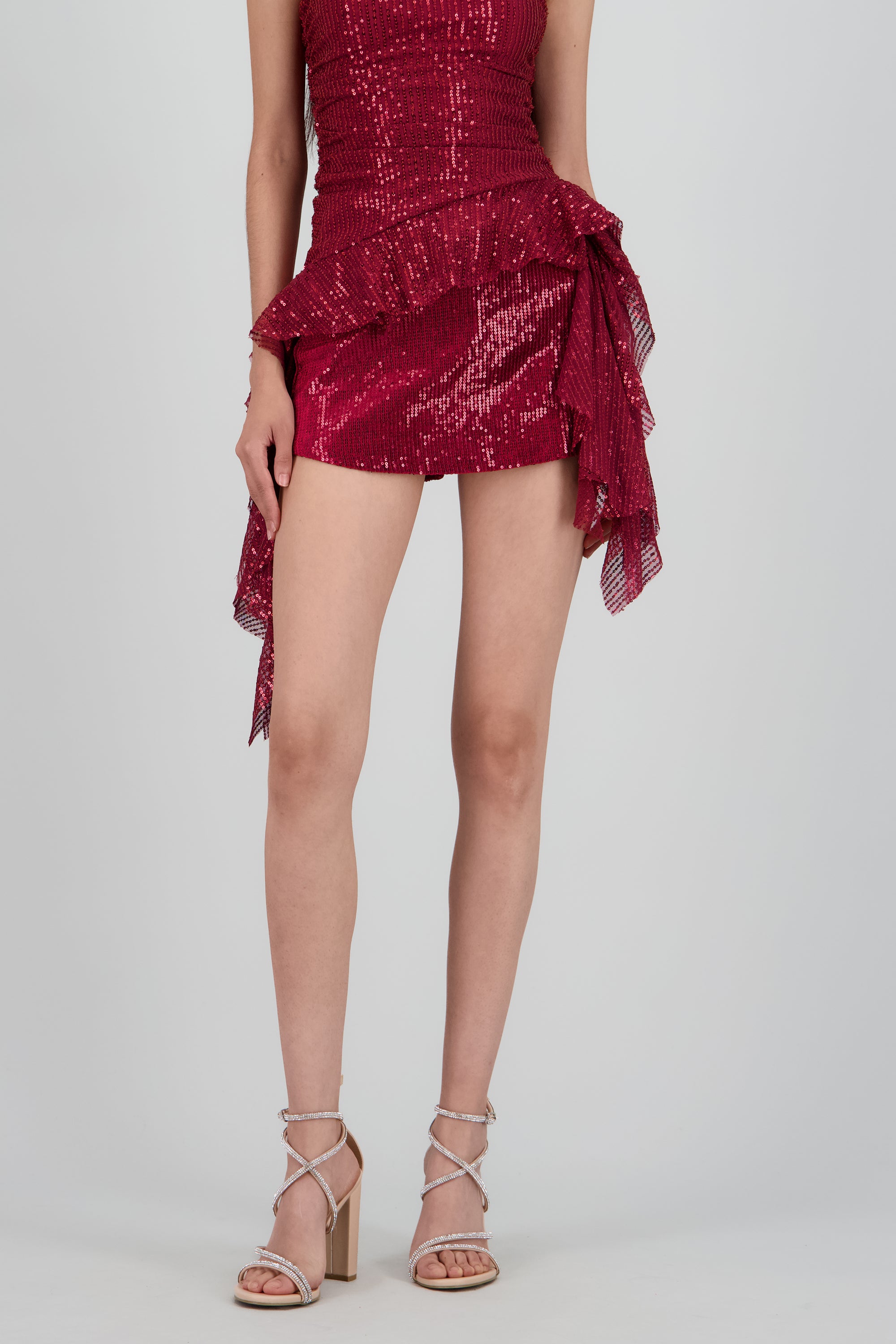 Falda short mini lentejuelas VINO