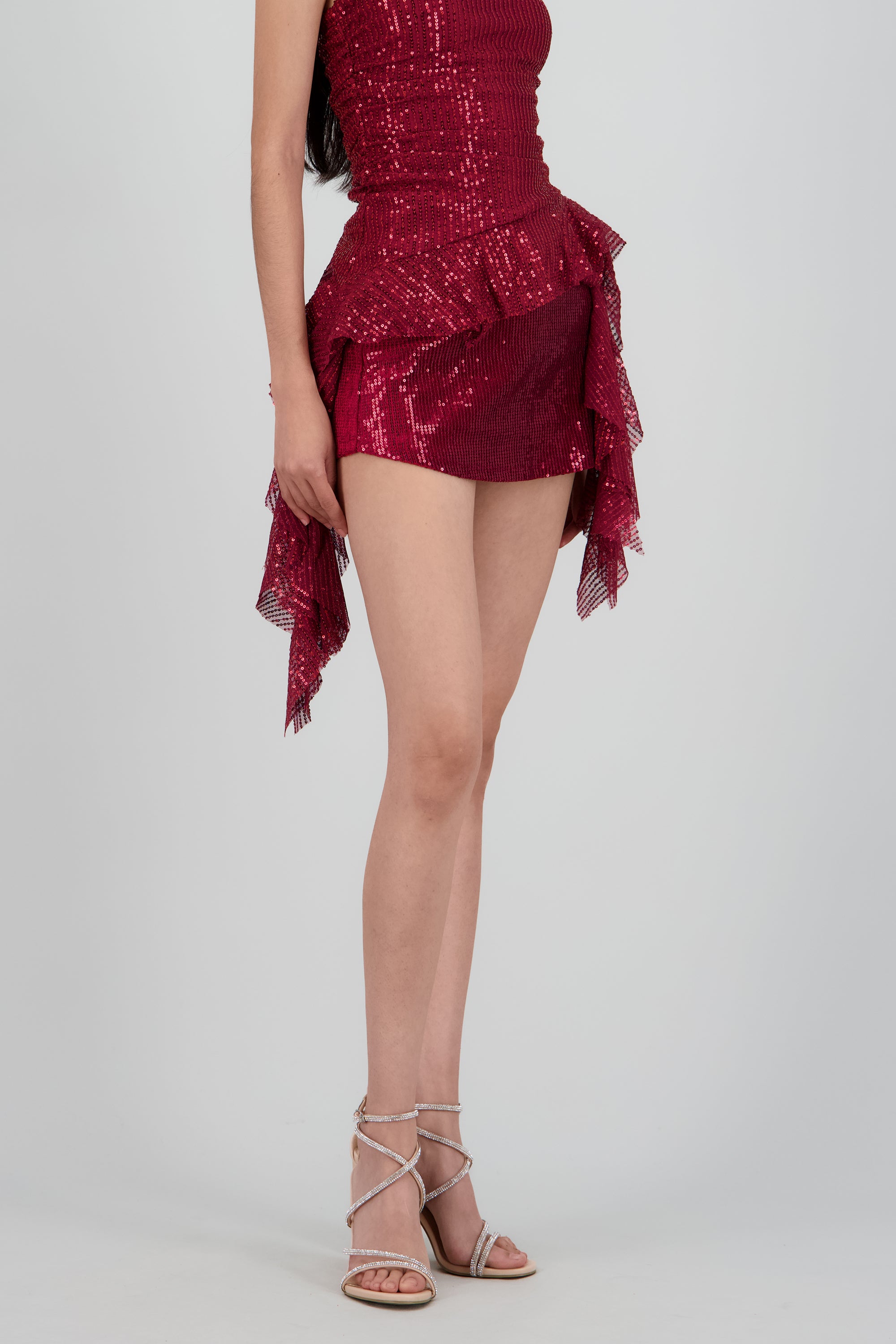 Falda short mini lentejuelas VINO