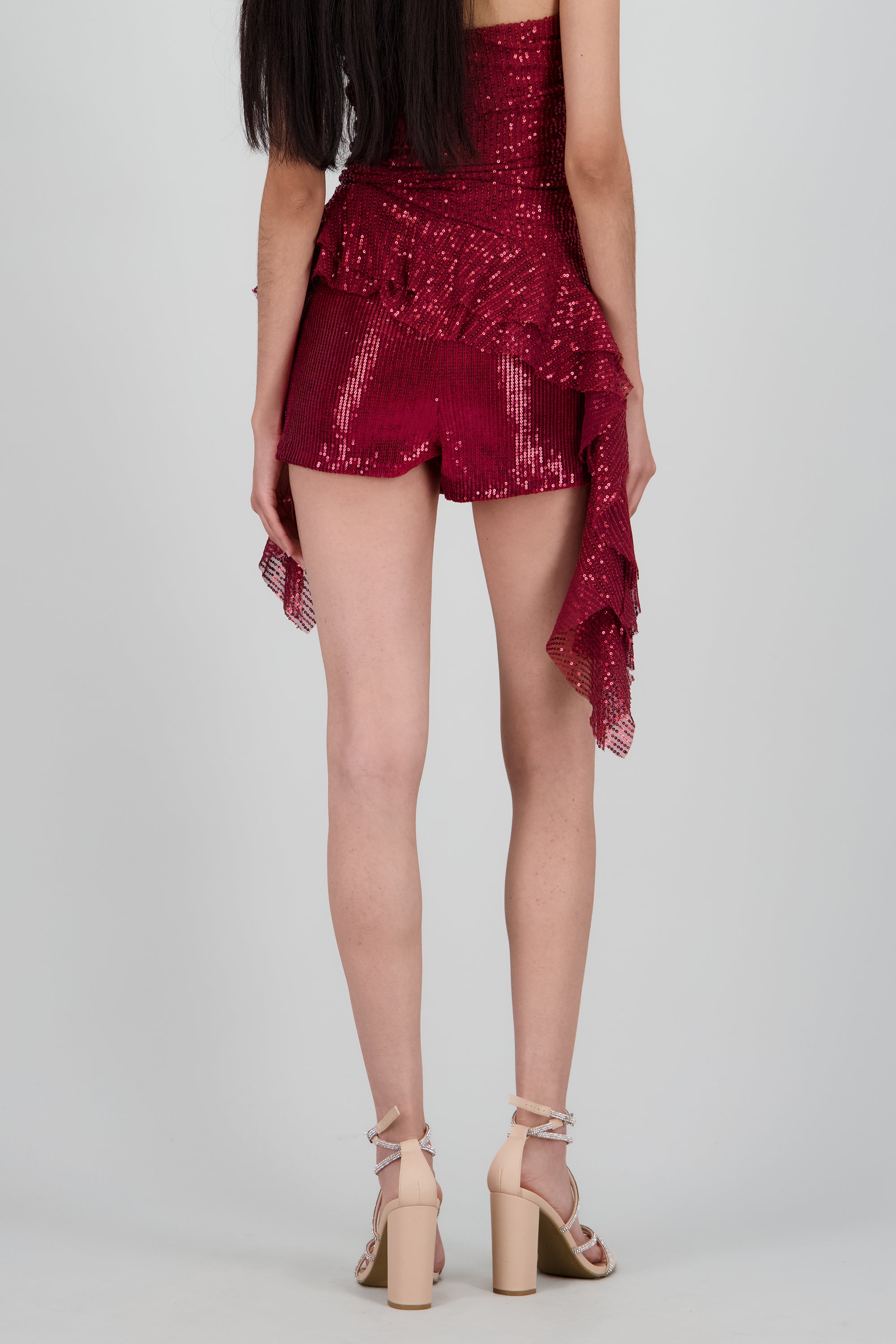 Falda short mini lentejuelas VINO