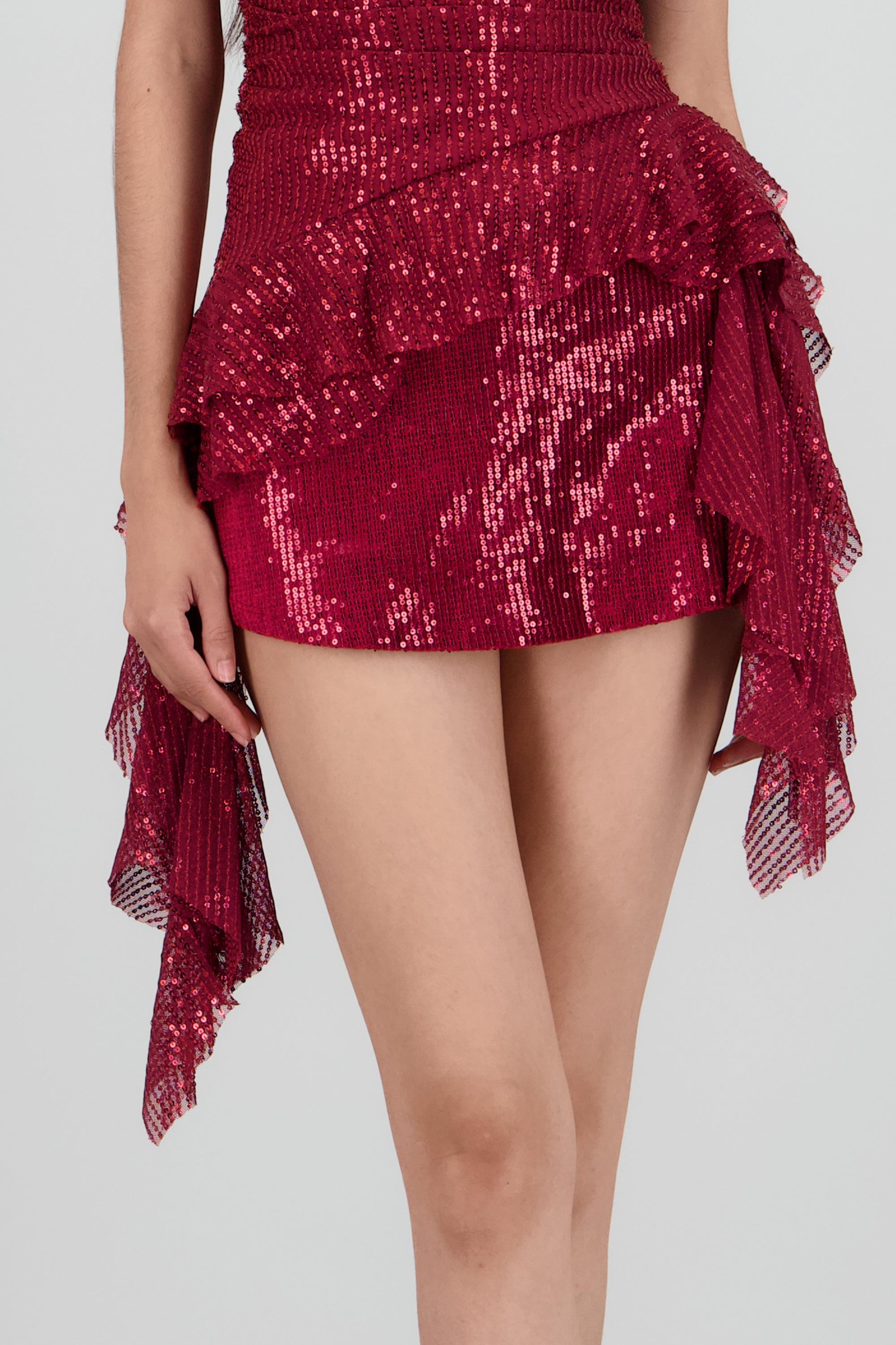 Falda short mini lentejuelas VINO
