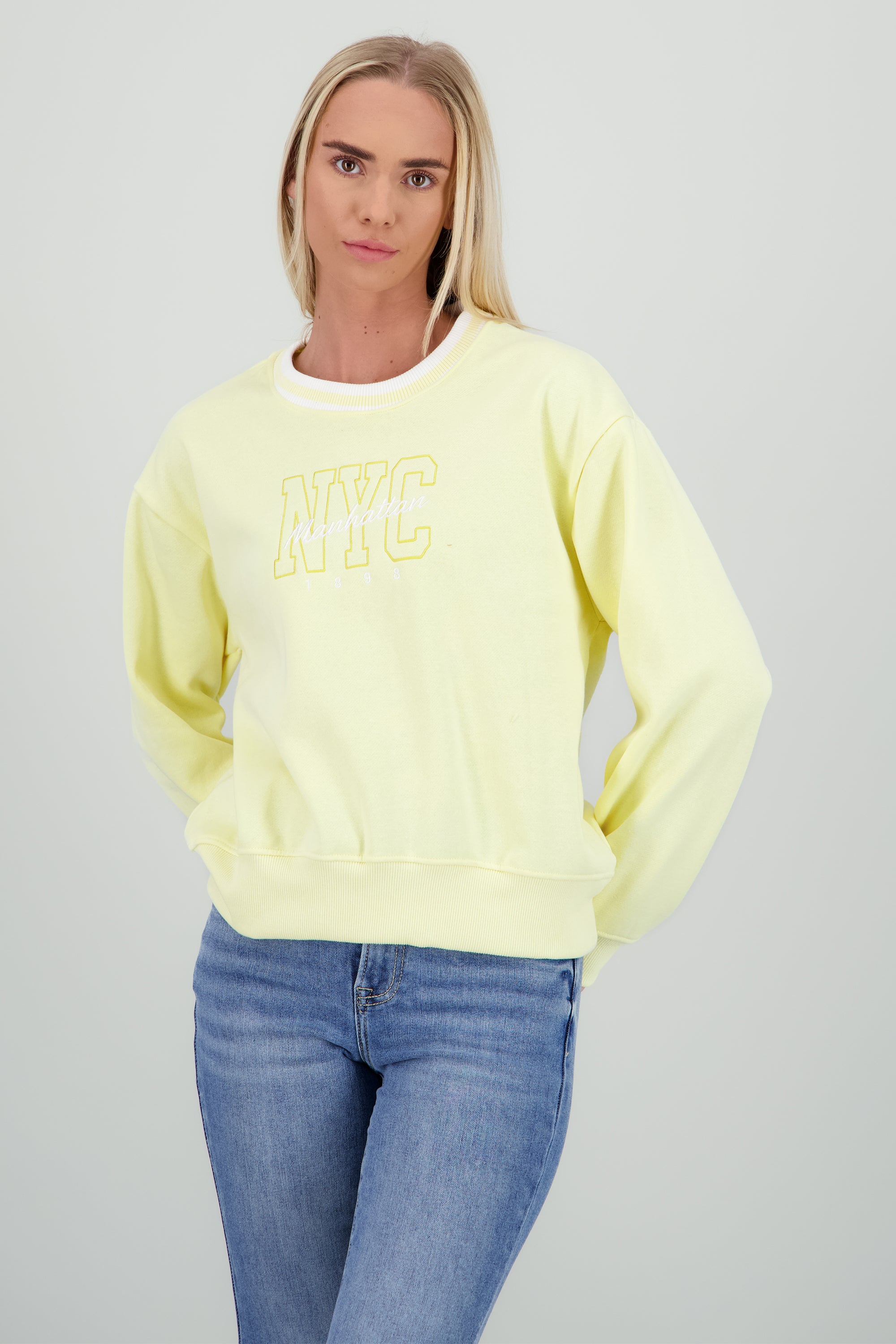 Sudadera NYC contraste lineas AMARILLO PASTEL