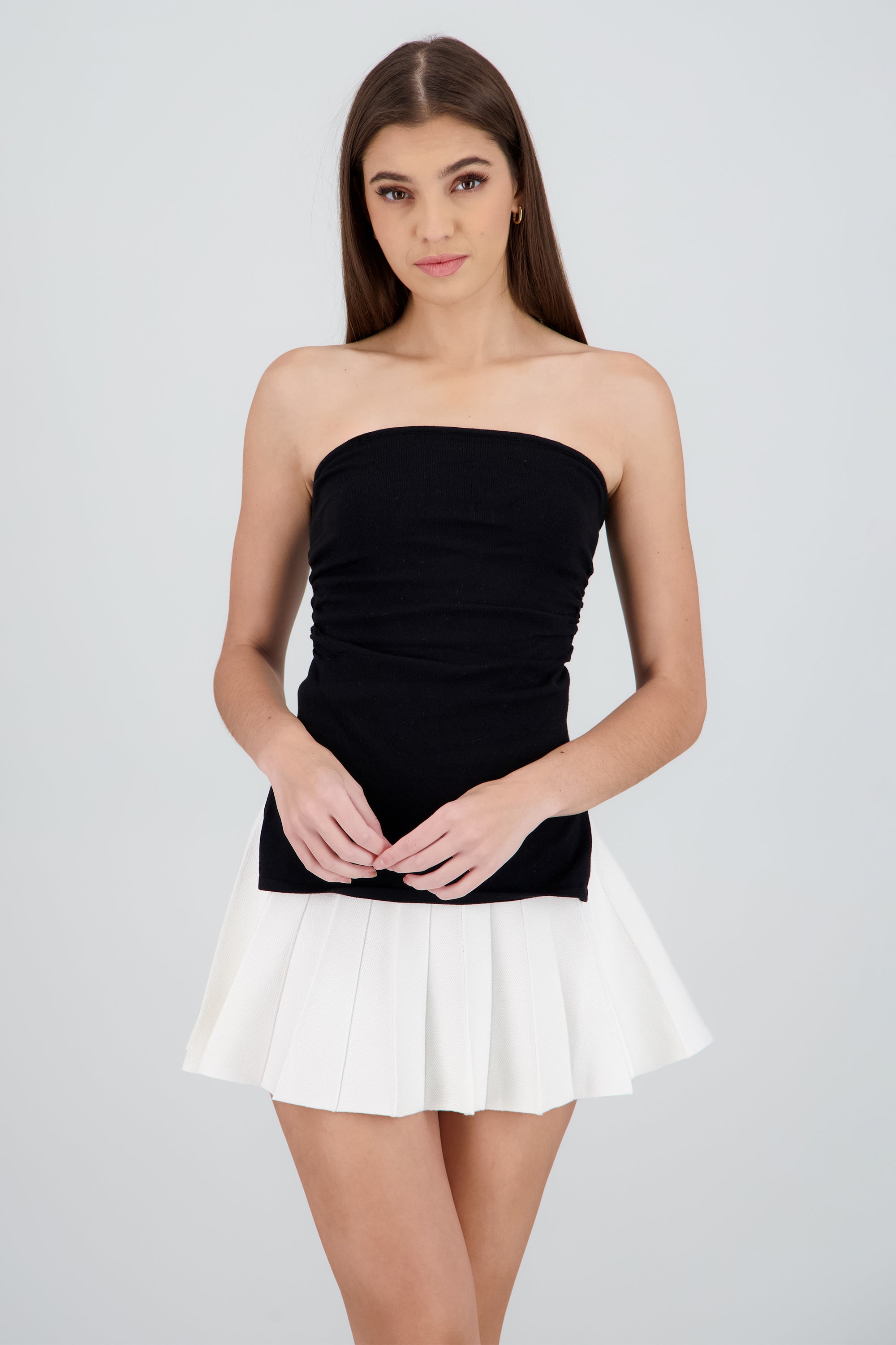 Top tubo tejido con aberturas NEGRO