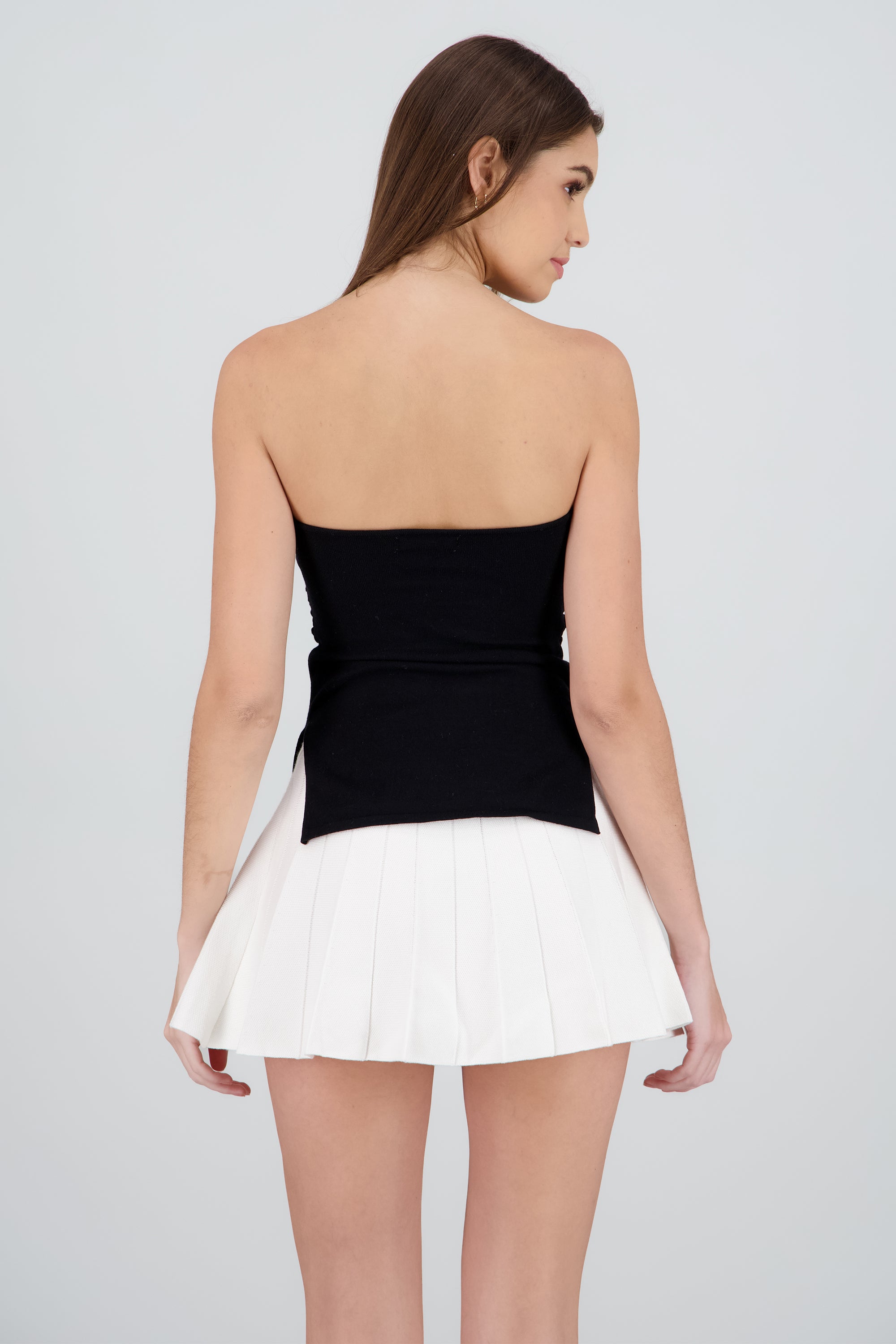 Top tubo tejido con aberturas NEGRO