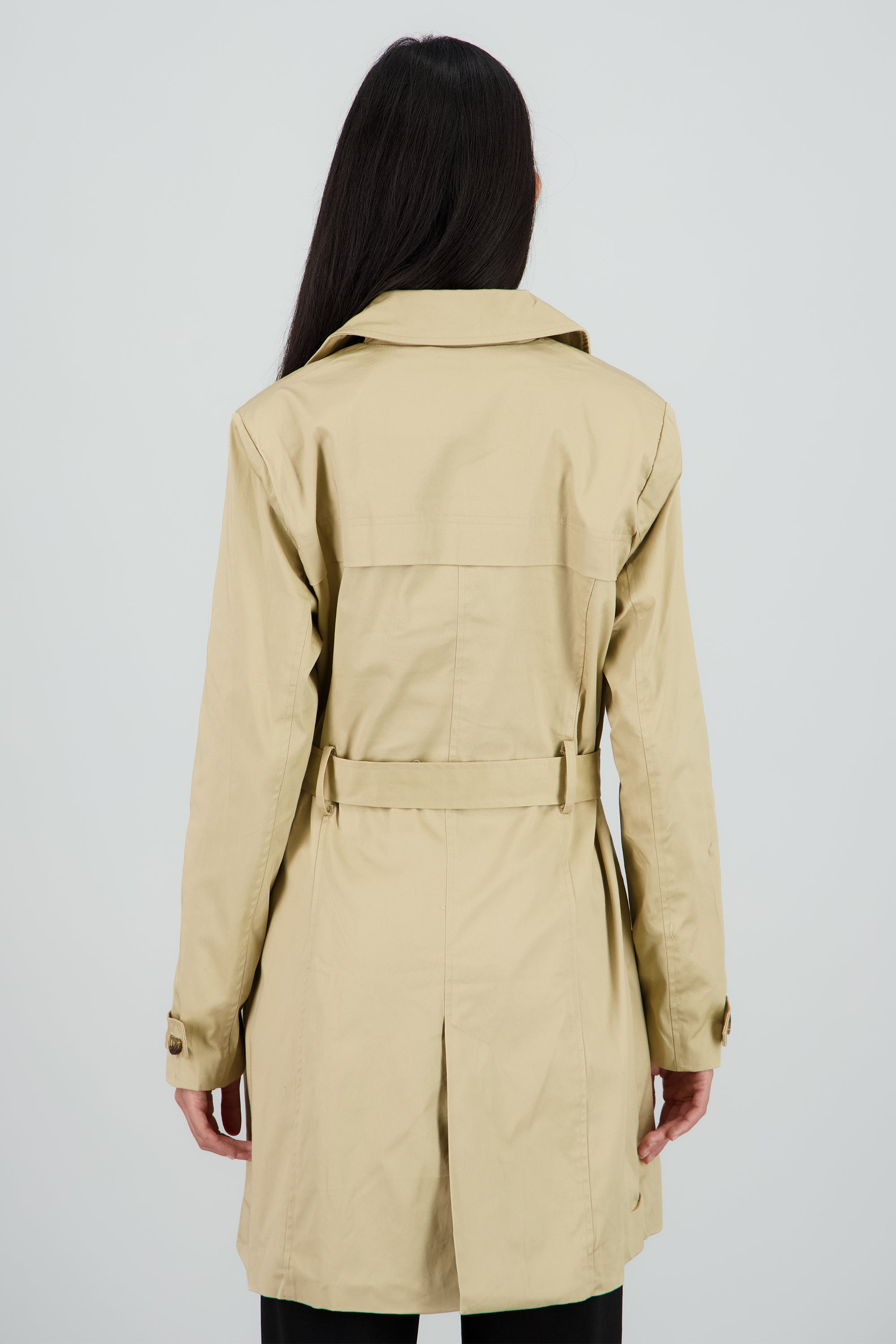 Gabardina lisa con botones KHAKI