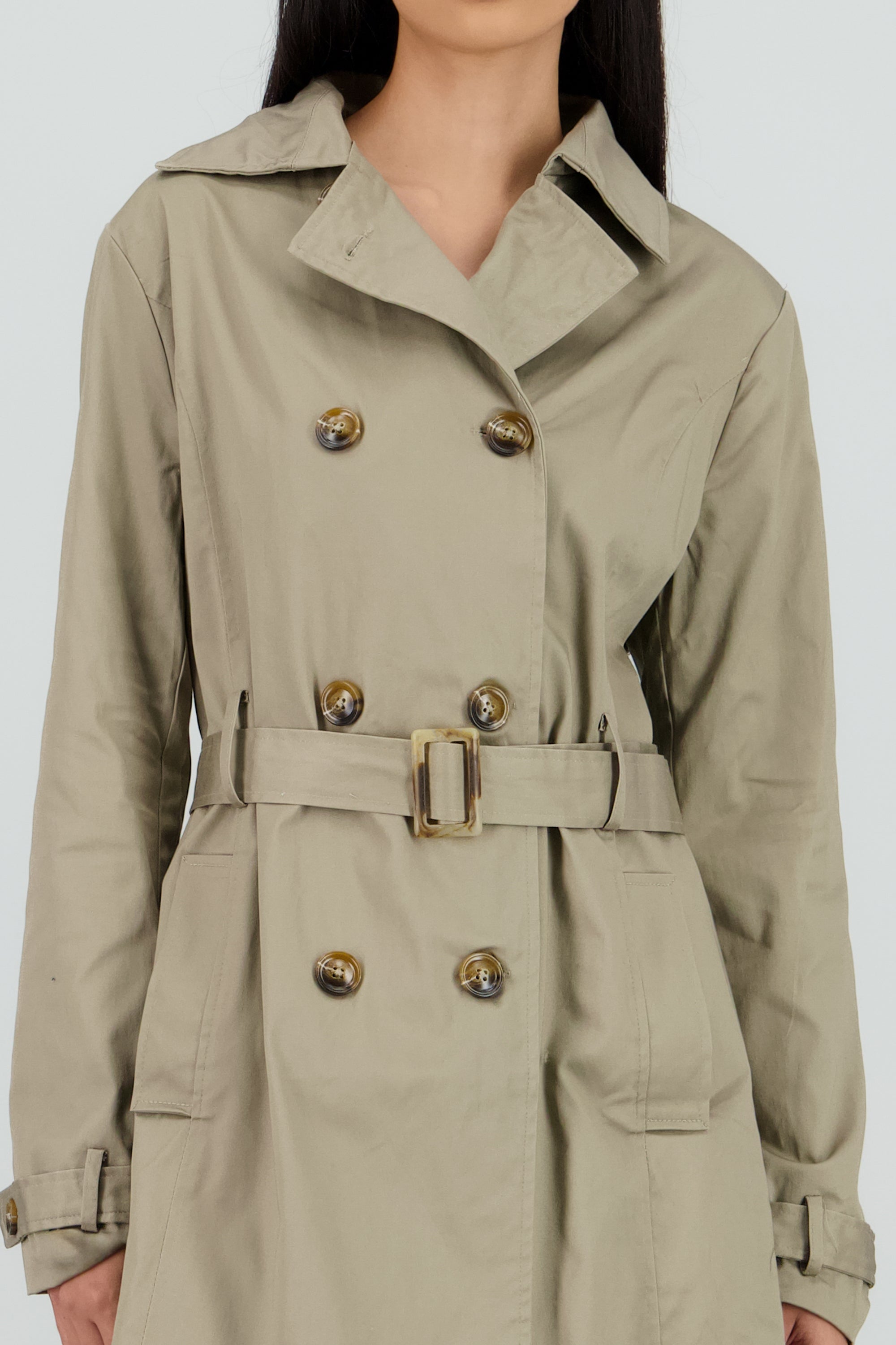 Gabardina lisa con botones OLIVO