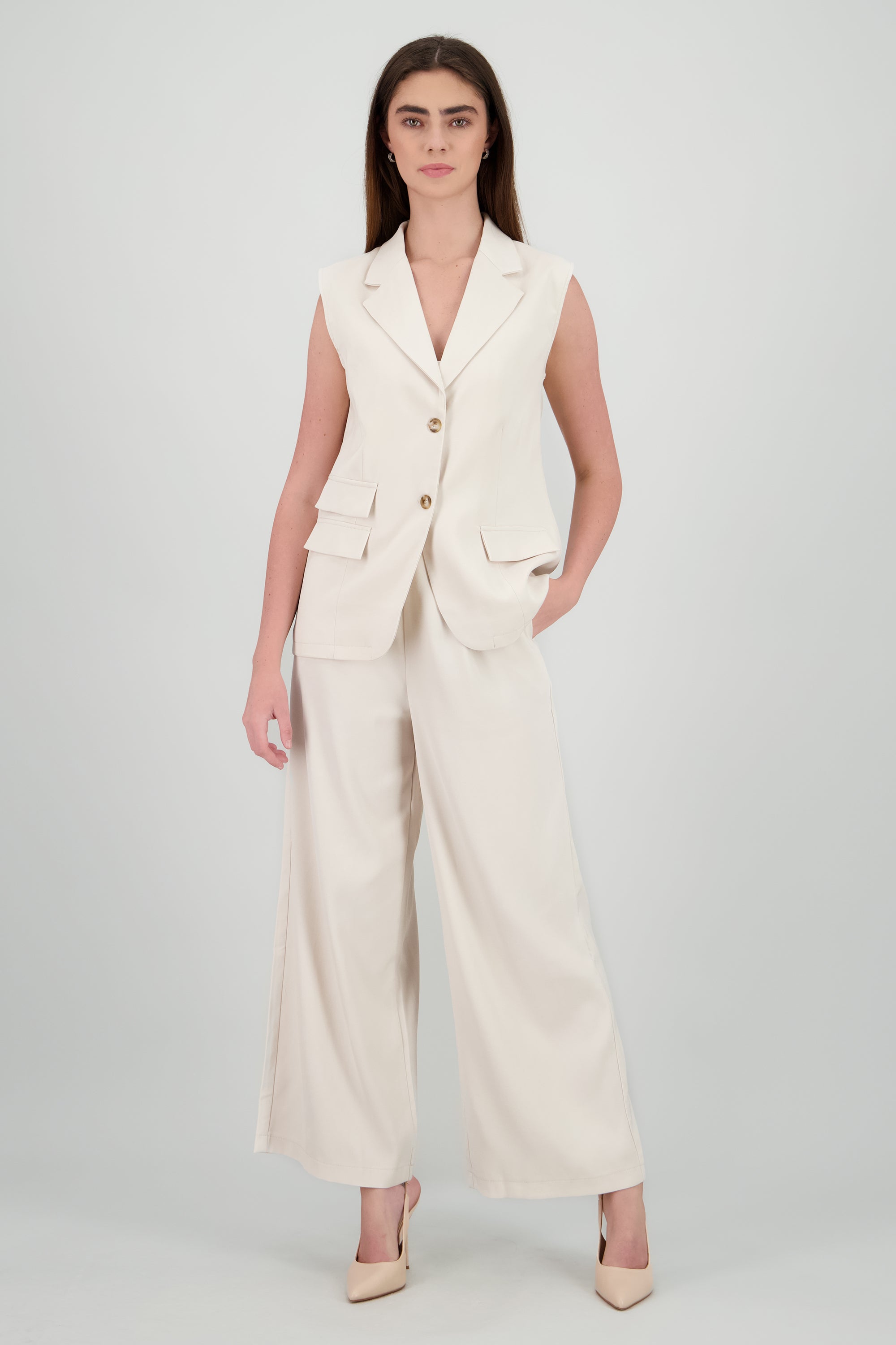 Pantalon sastre liso HUESO