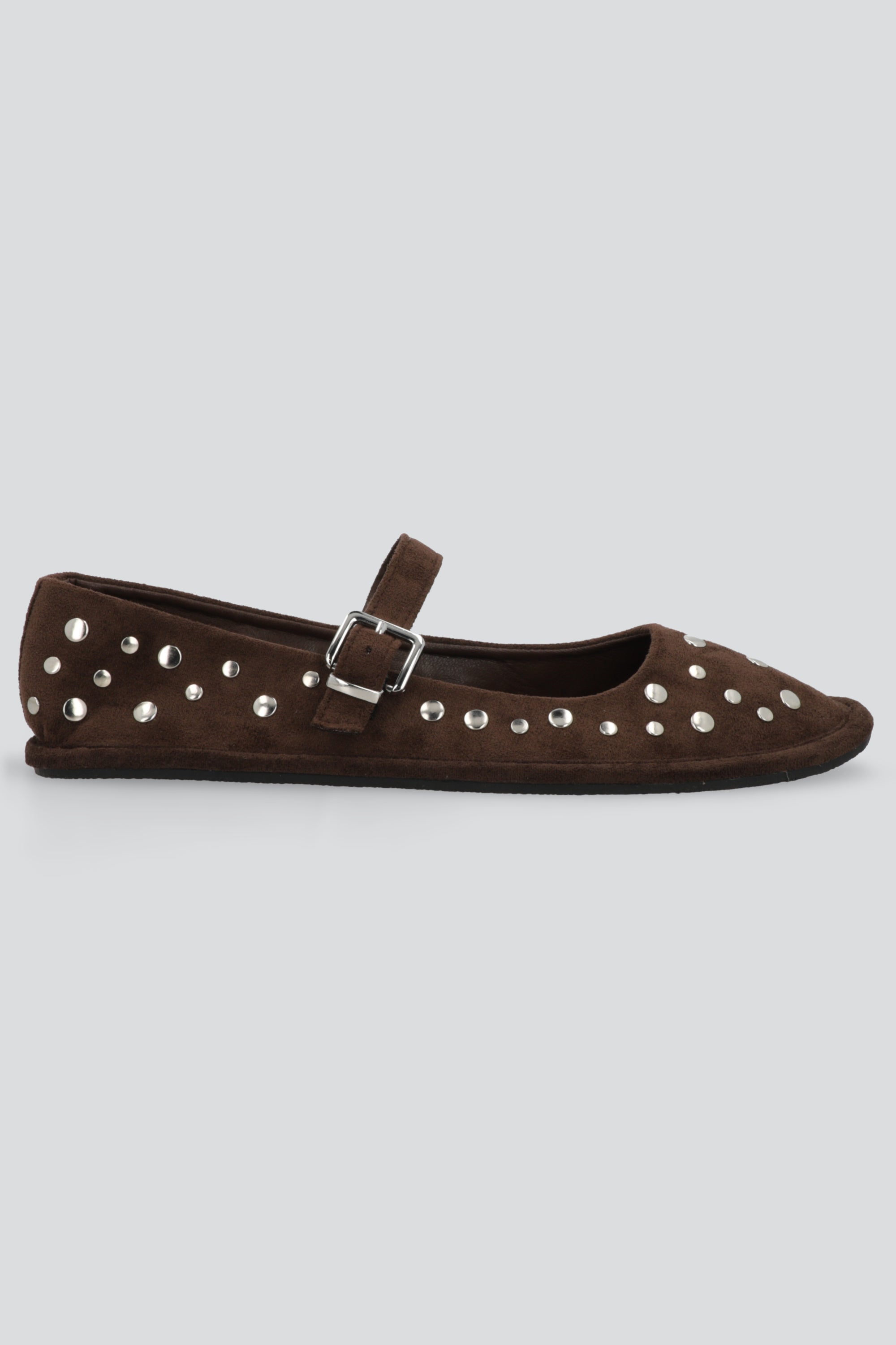 Flat mary jane suave studs CHOCOLATE