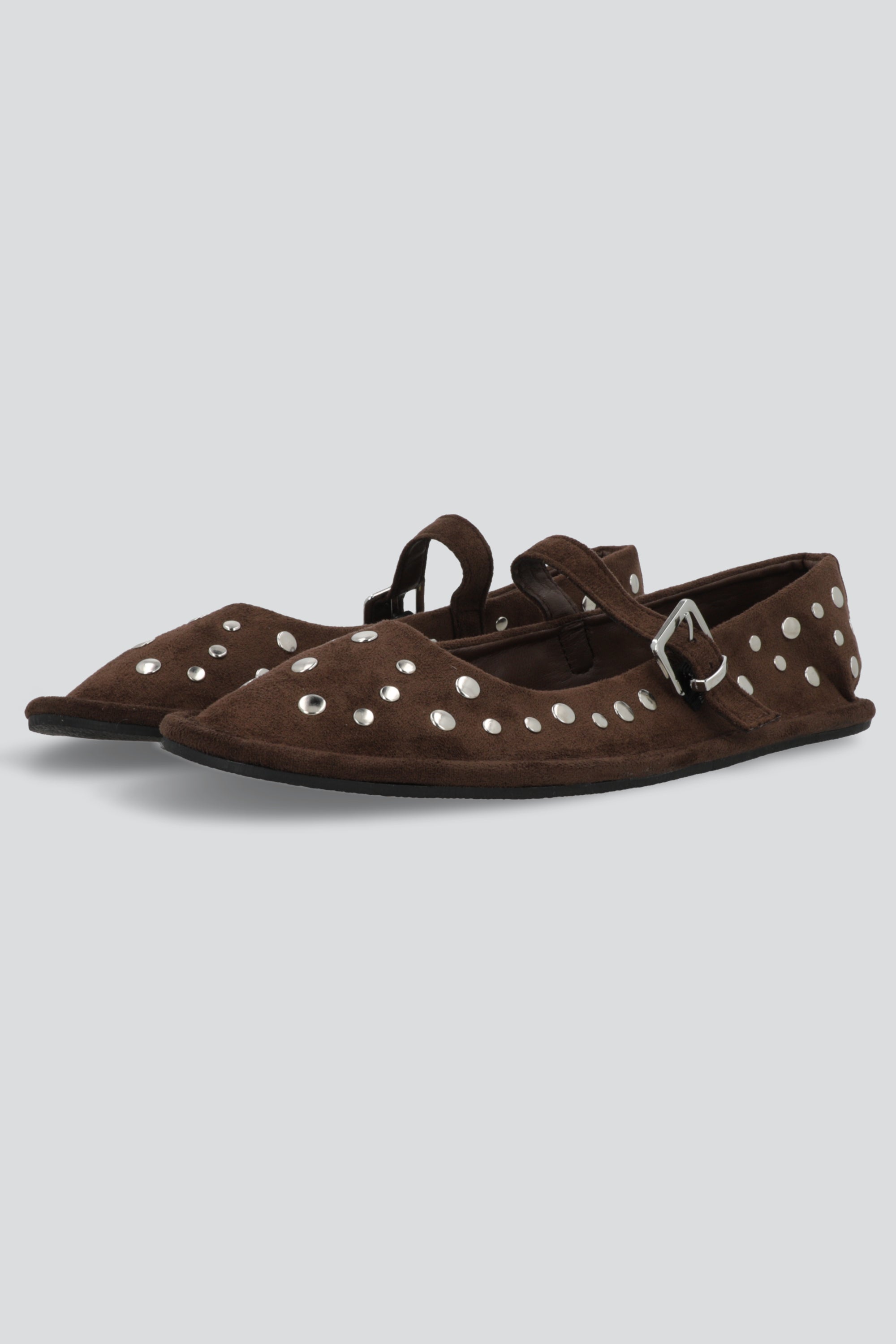 Flat mary jane suave studs CHOCOLATE