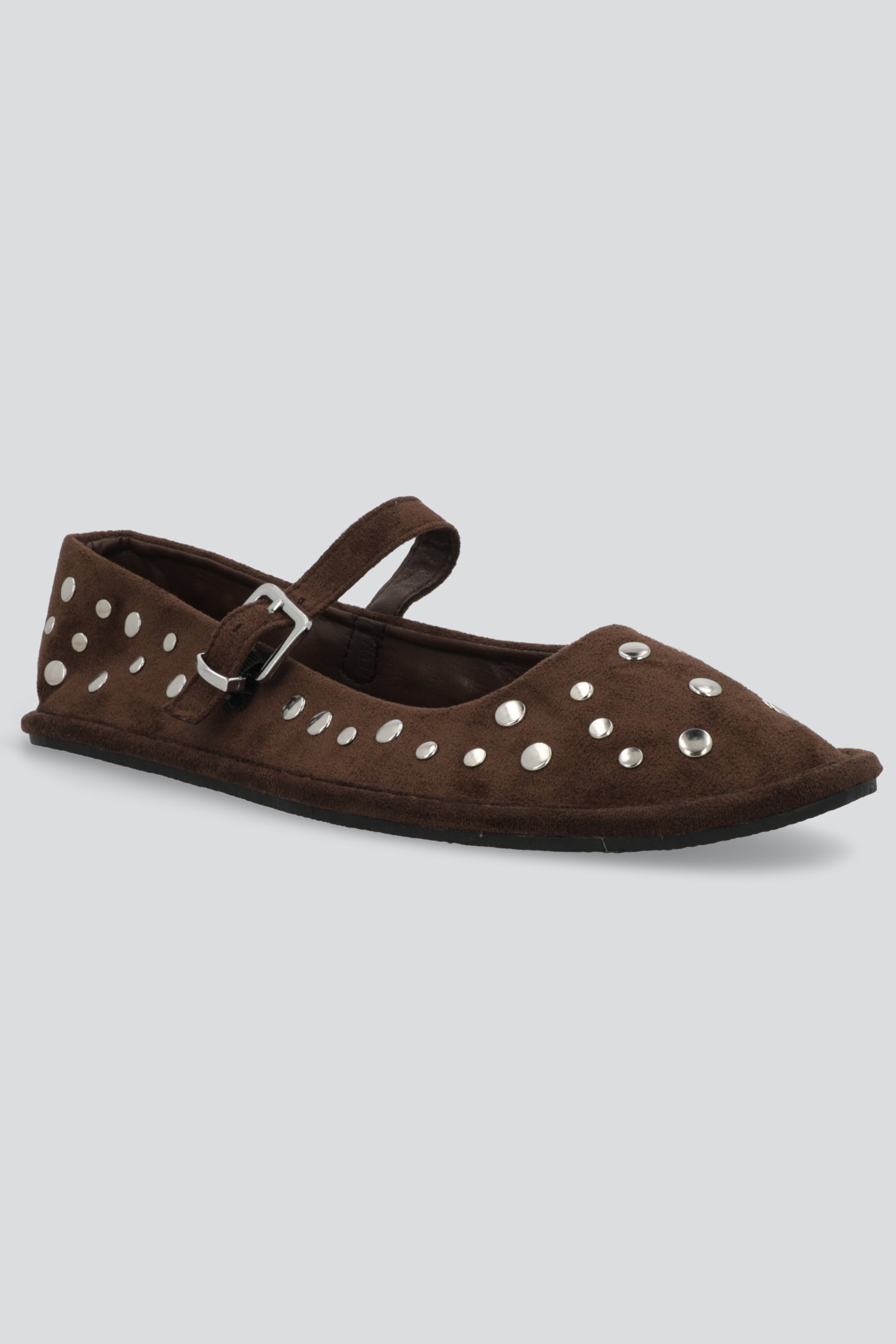 Flat mary jane suave studs CHOCOLATE