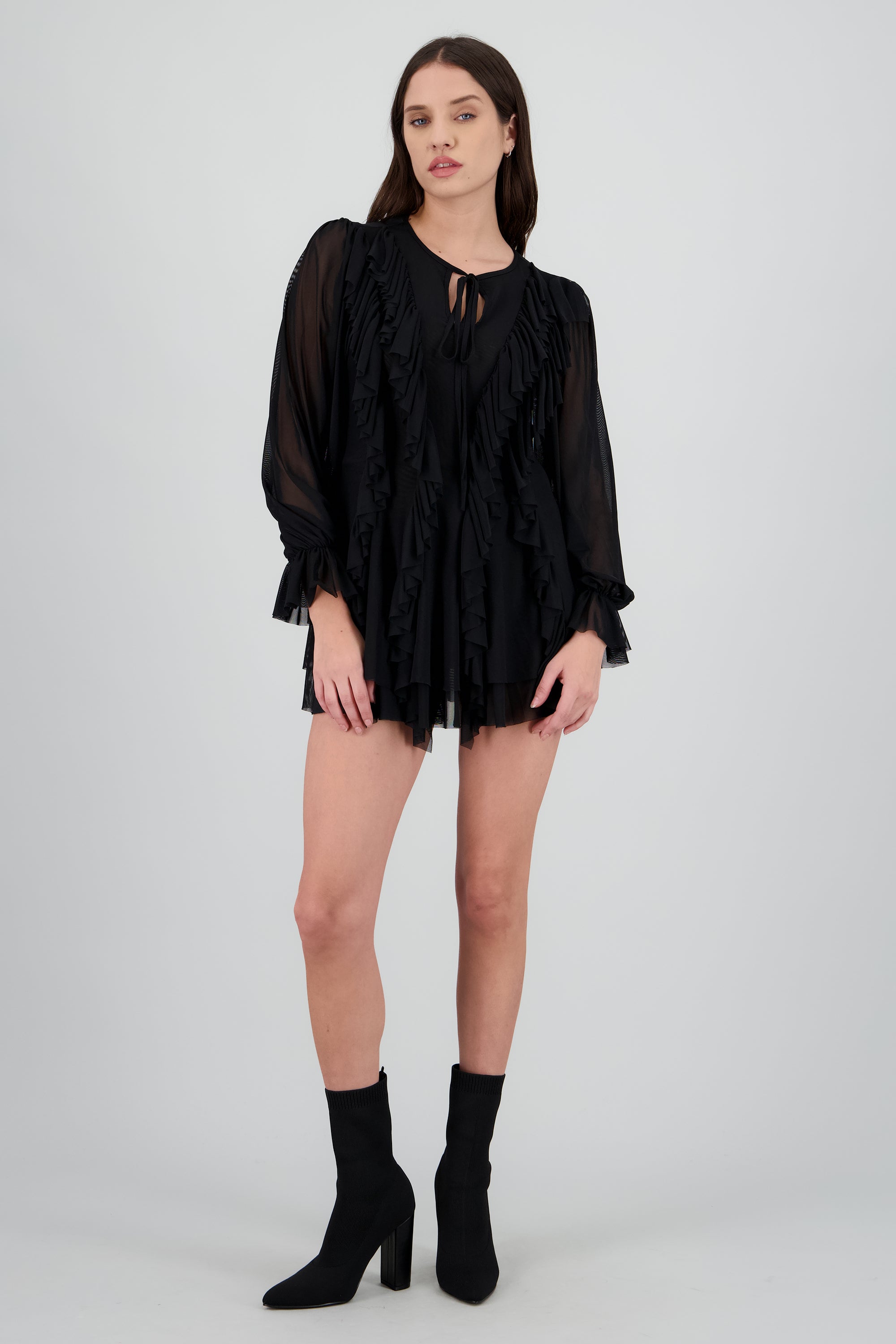 Botin midi puntal tejido NEGRO