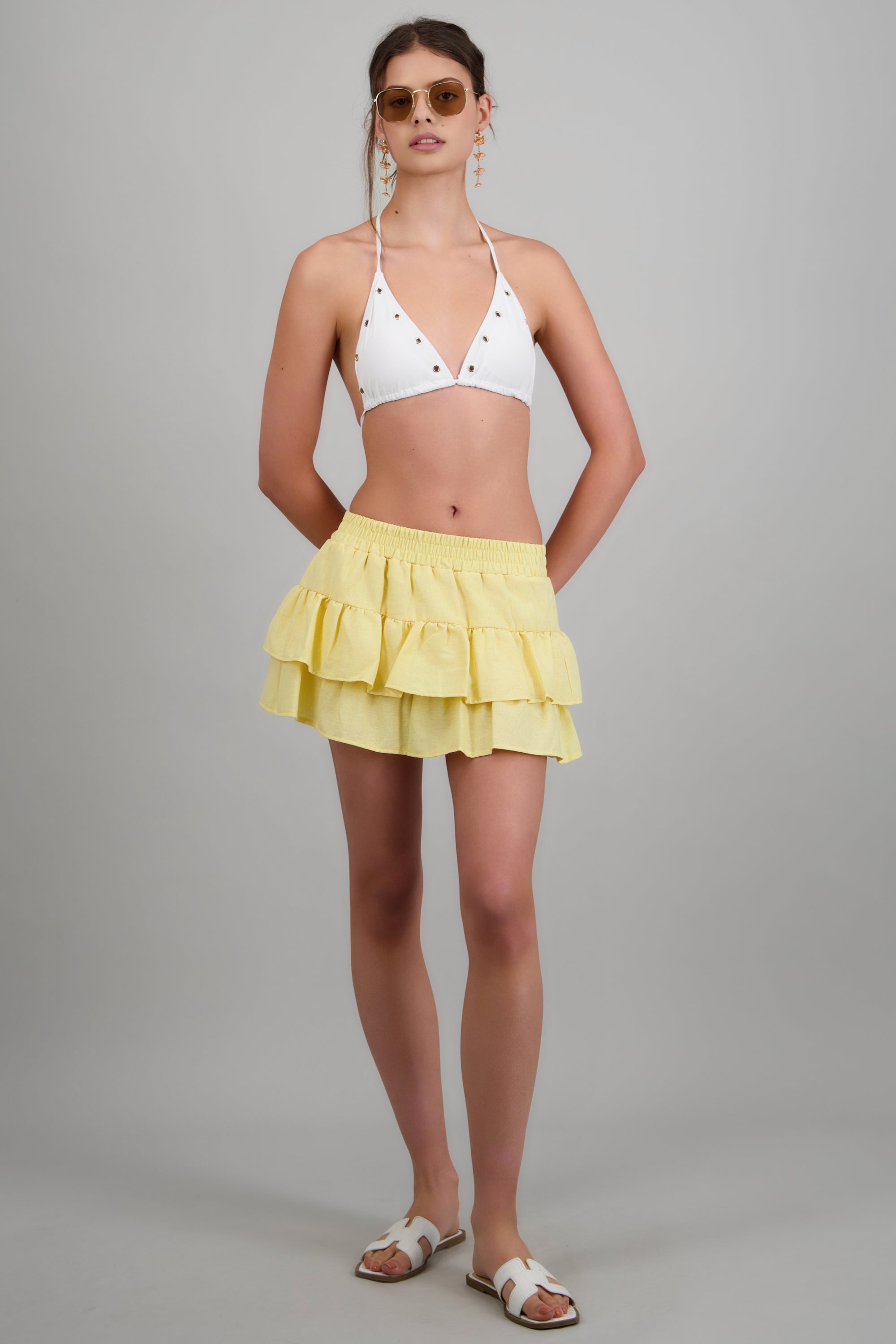 Falda mini doble olán en manta AMARILLO PASTEL