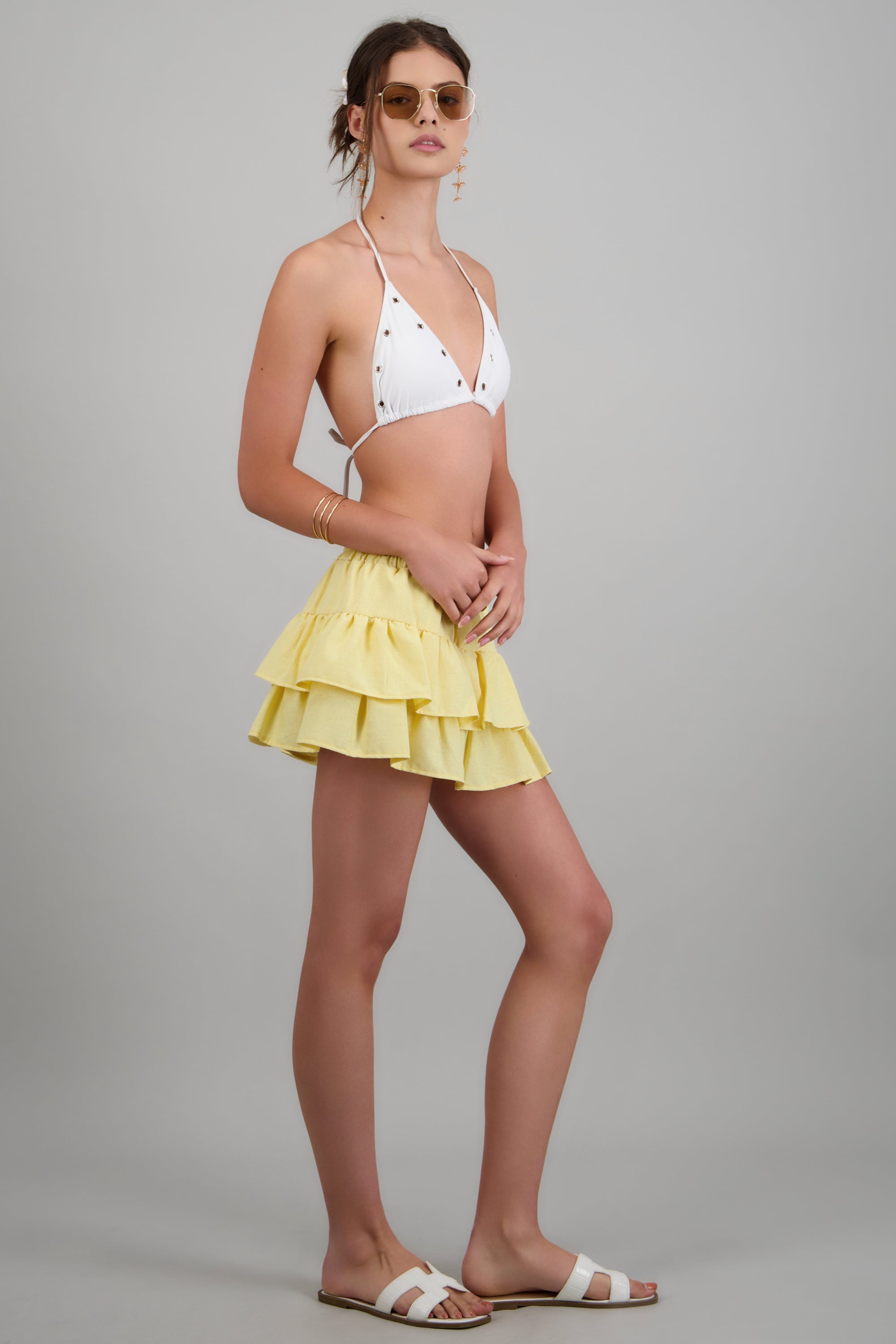 Falda mini doble olán en manta AMARILLO PASTEL