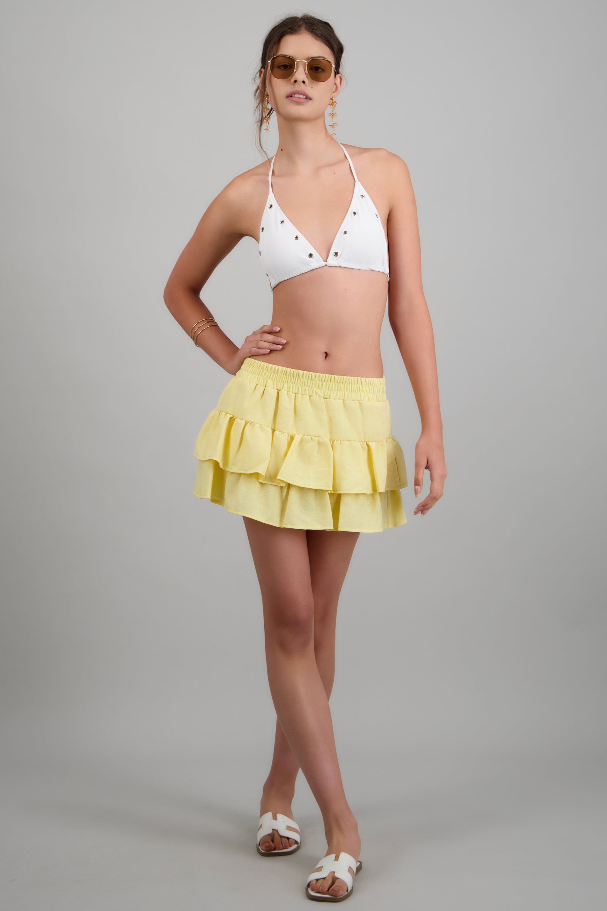 Falda mini doble olán en manta AMARILLO PASTEL
