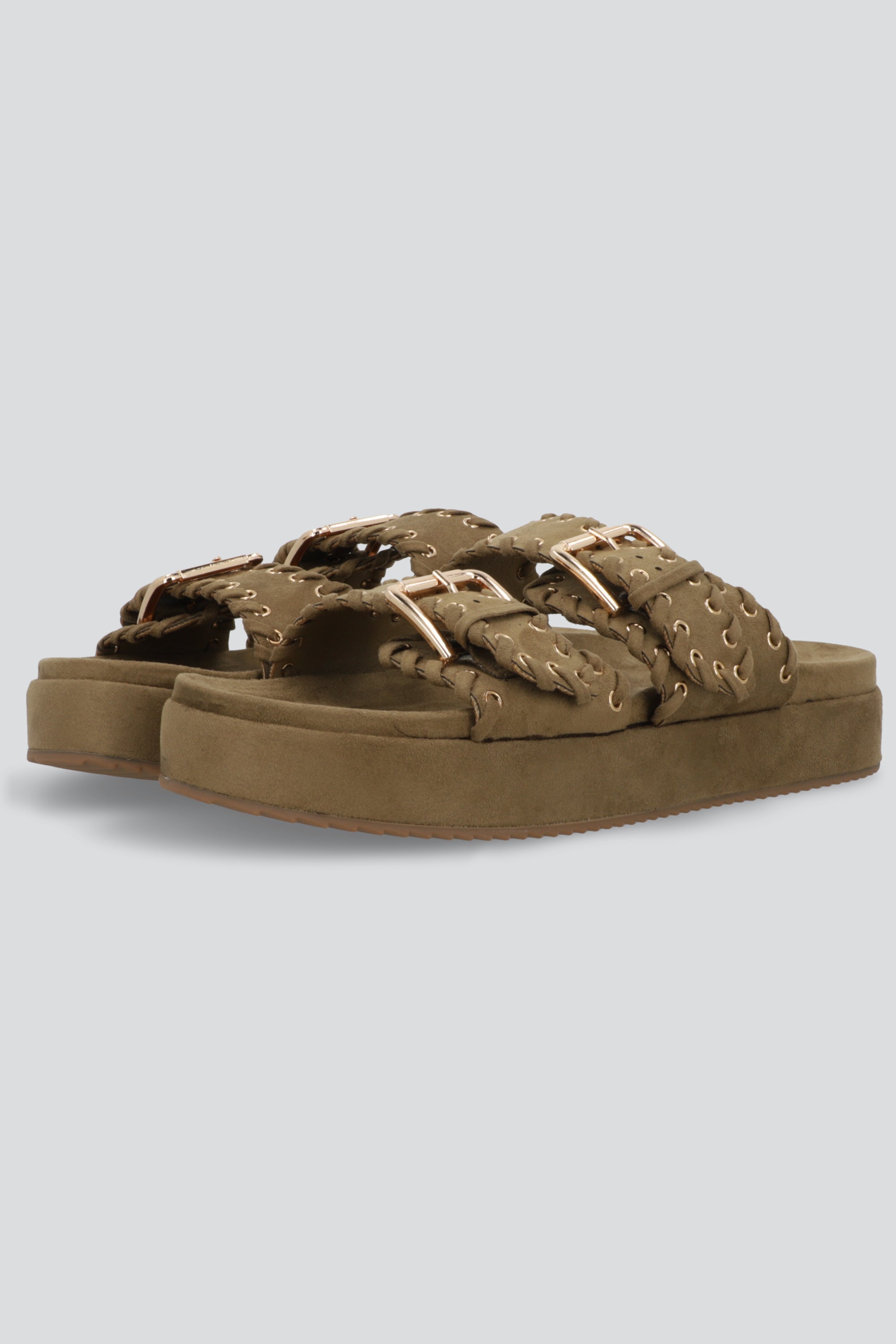 Sandalia plataforma studs y hebillas TAUPE
