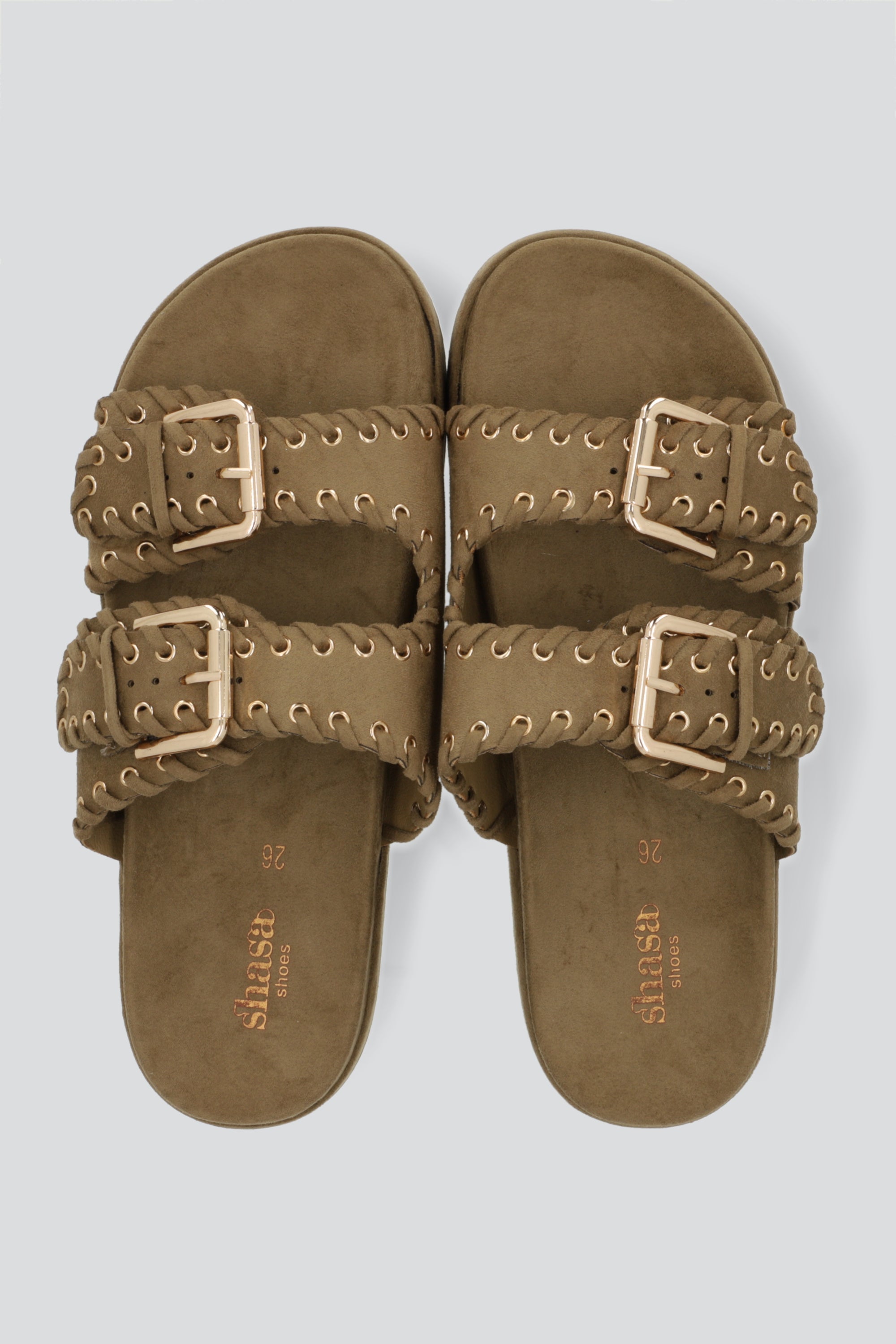 Sandalia plataforma studs y hebillas TAUPE