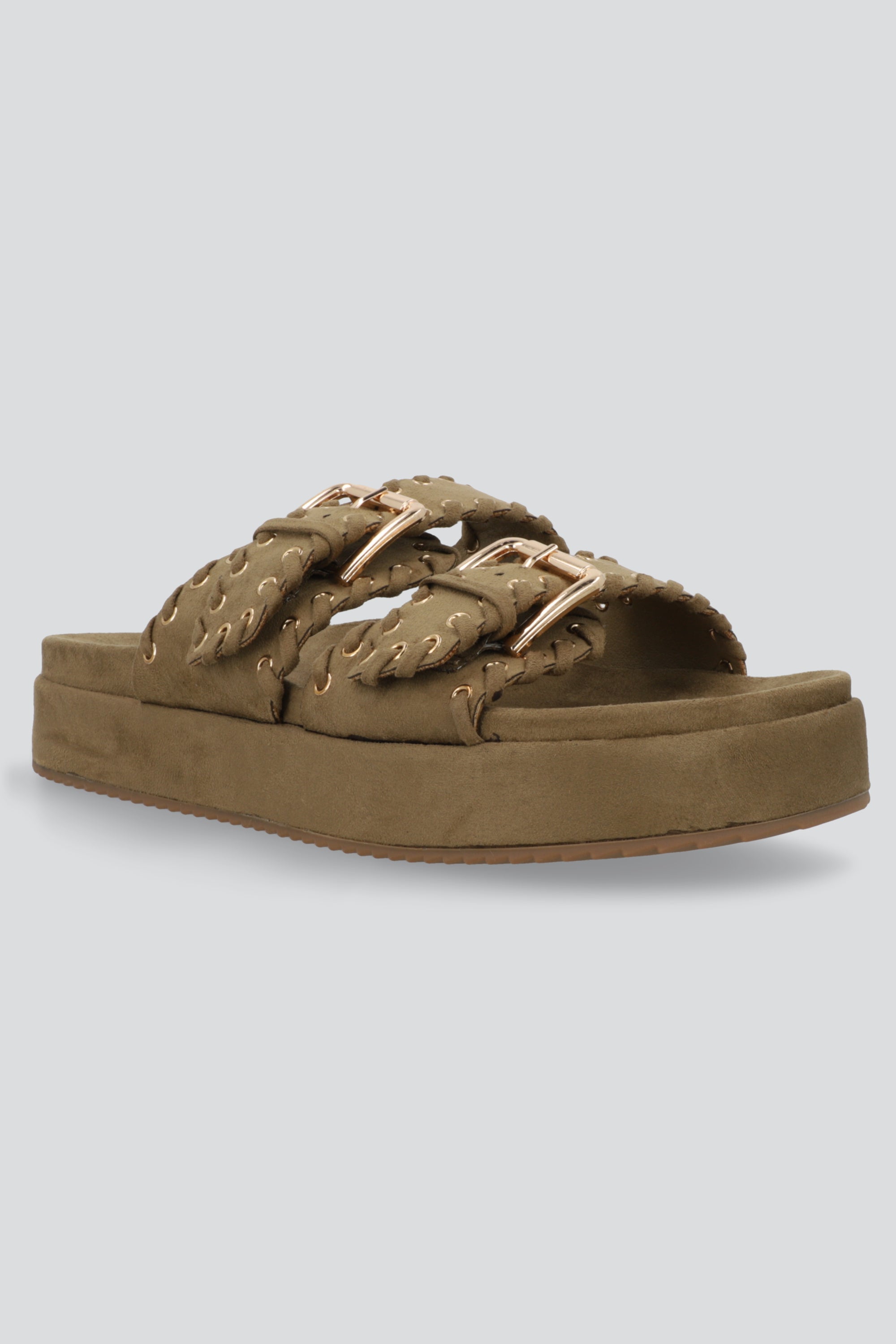 Sandalia plataforma studs y hebillas TAUPE