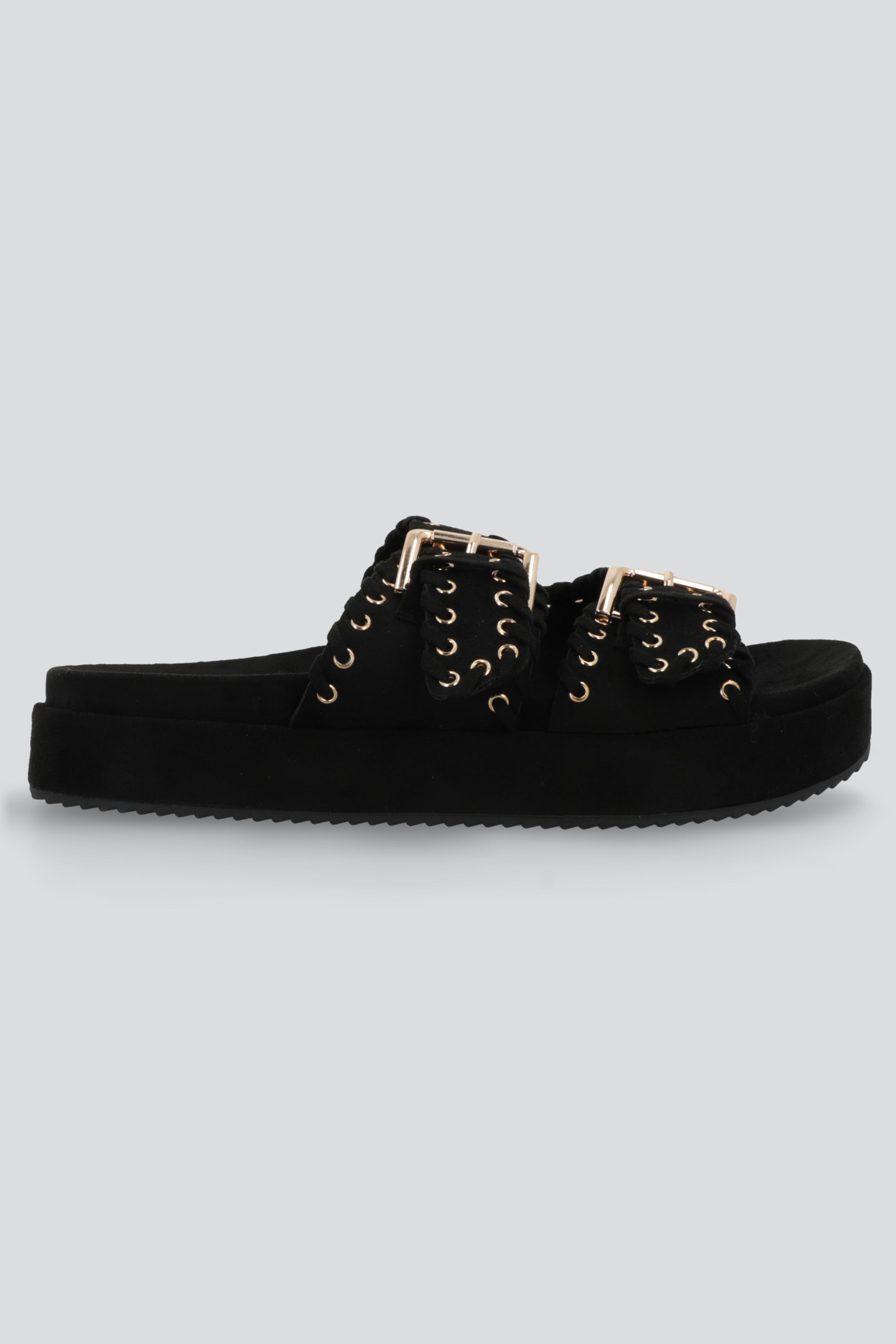 Sandalia plataforma studs y hebillas NEGRO