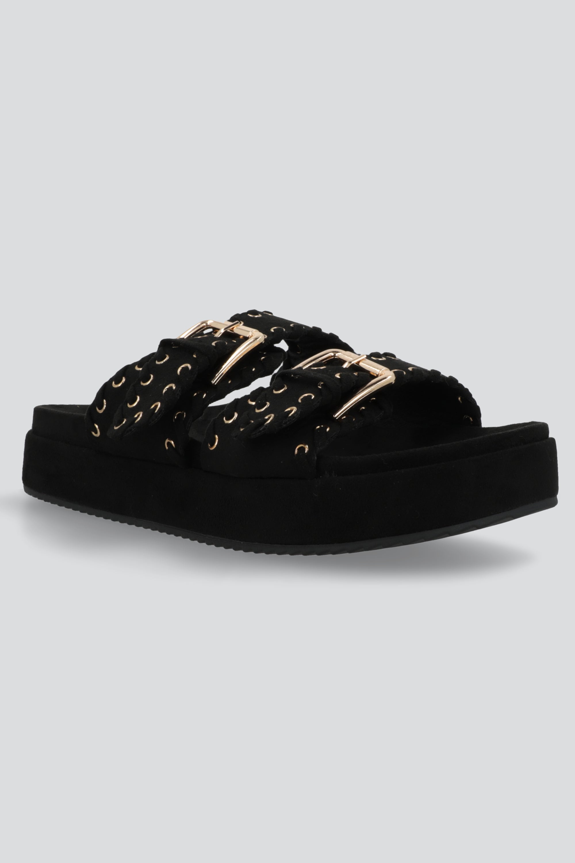 Sandalia plataforma studs y hebillas NEGRO
