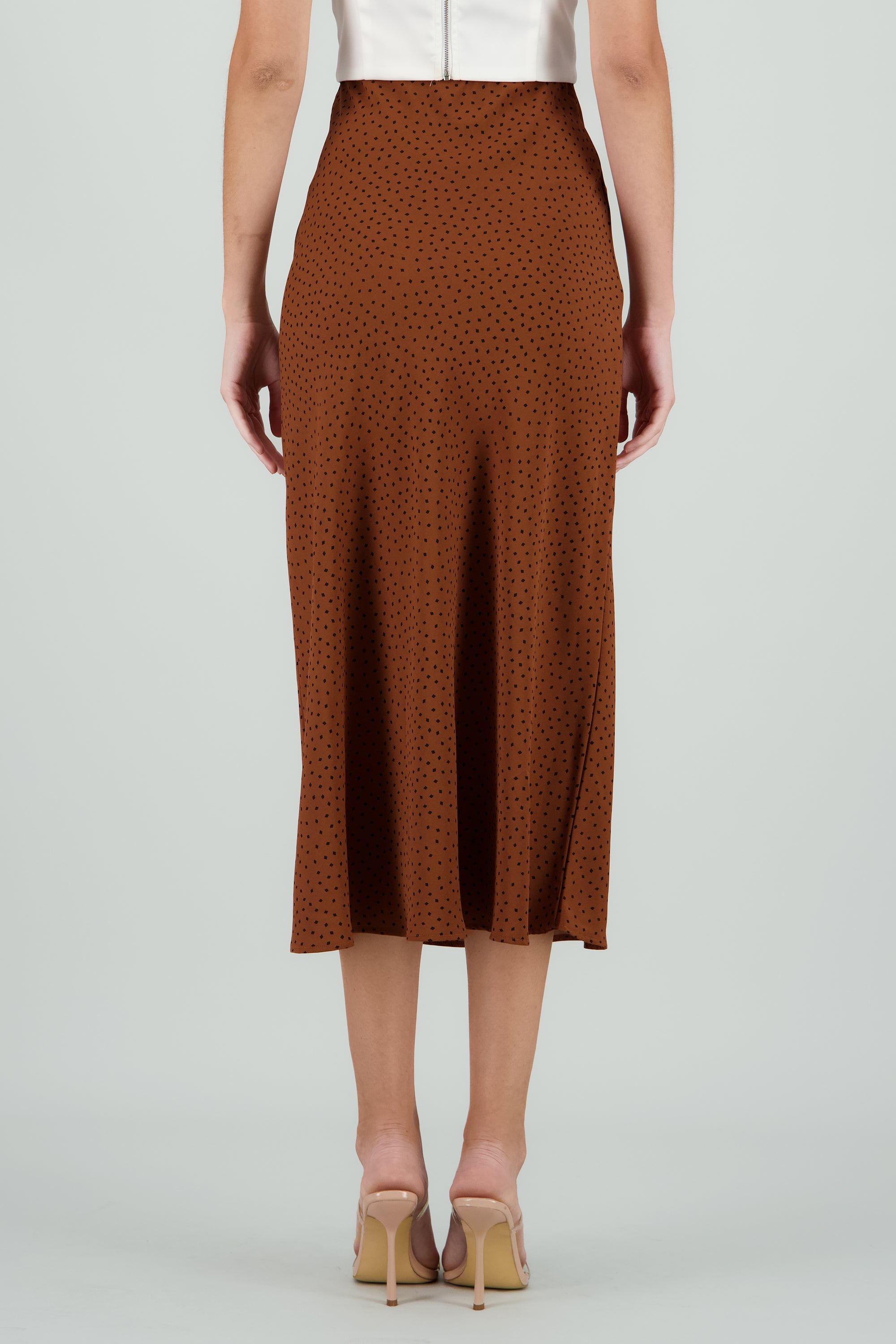 Falda estampada midi satinada CAFE COMBO