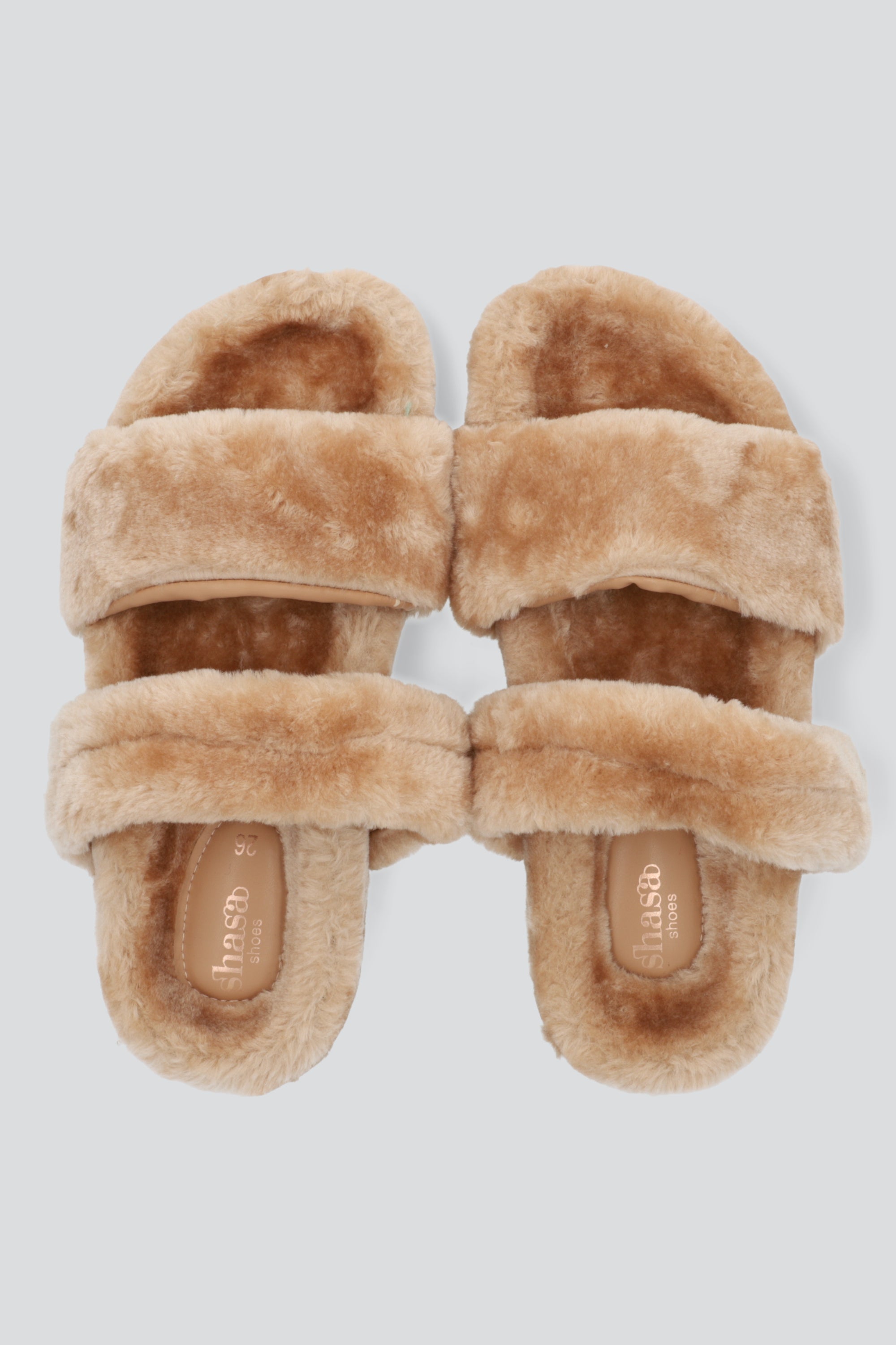 Pantuflas tiras peludas TAUPE