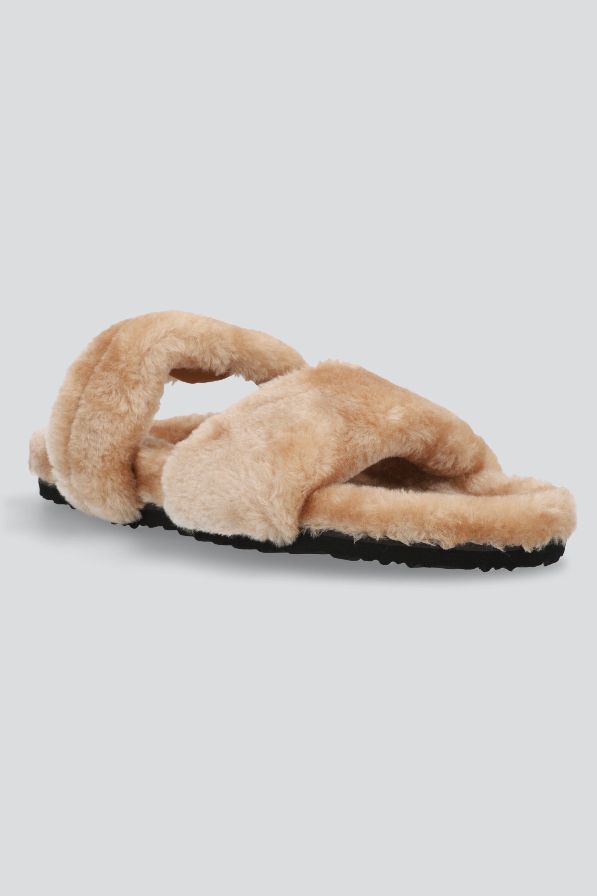 Pantuflas tiras peludas TAUPE