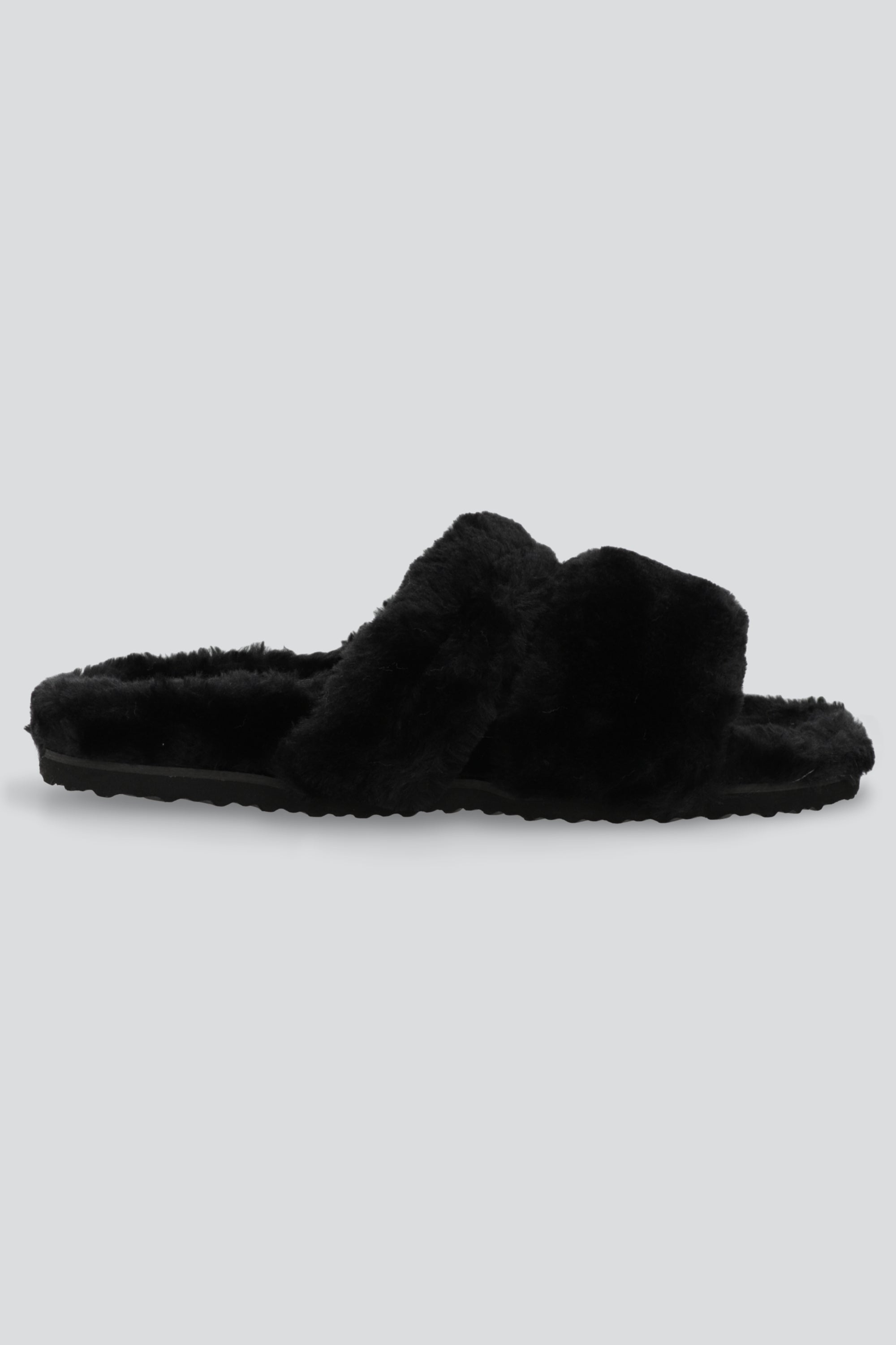 Pantuflas tiras peludas NEGRO