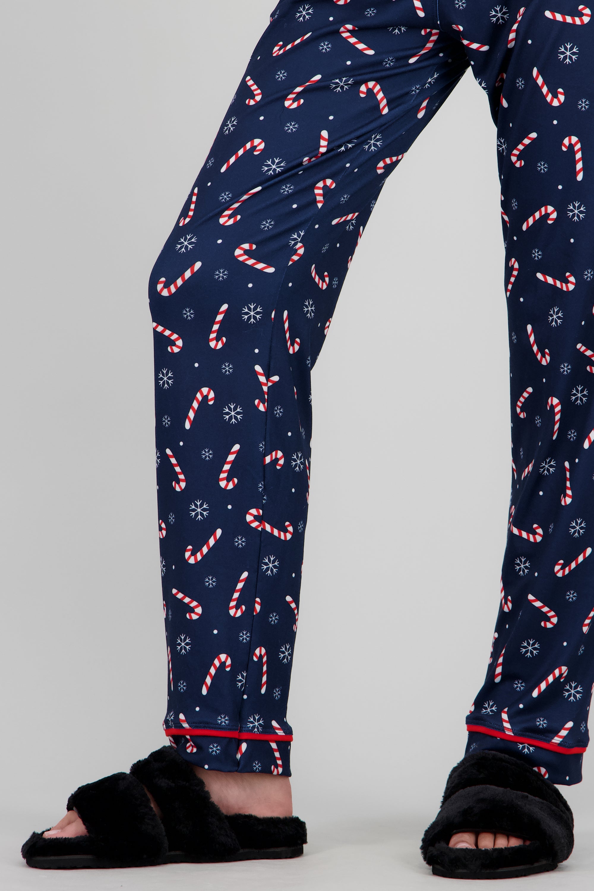 Pantuflas tiras peludas NEGRO