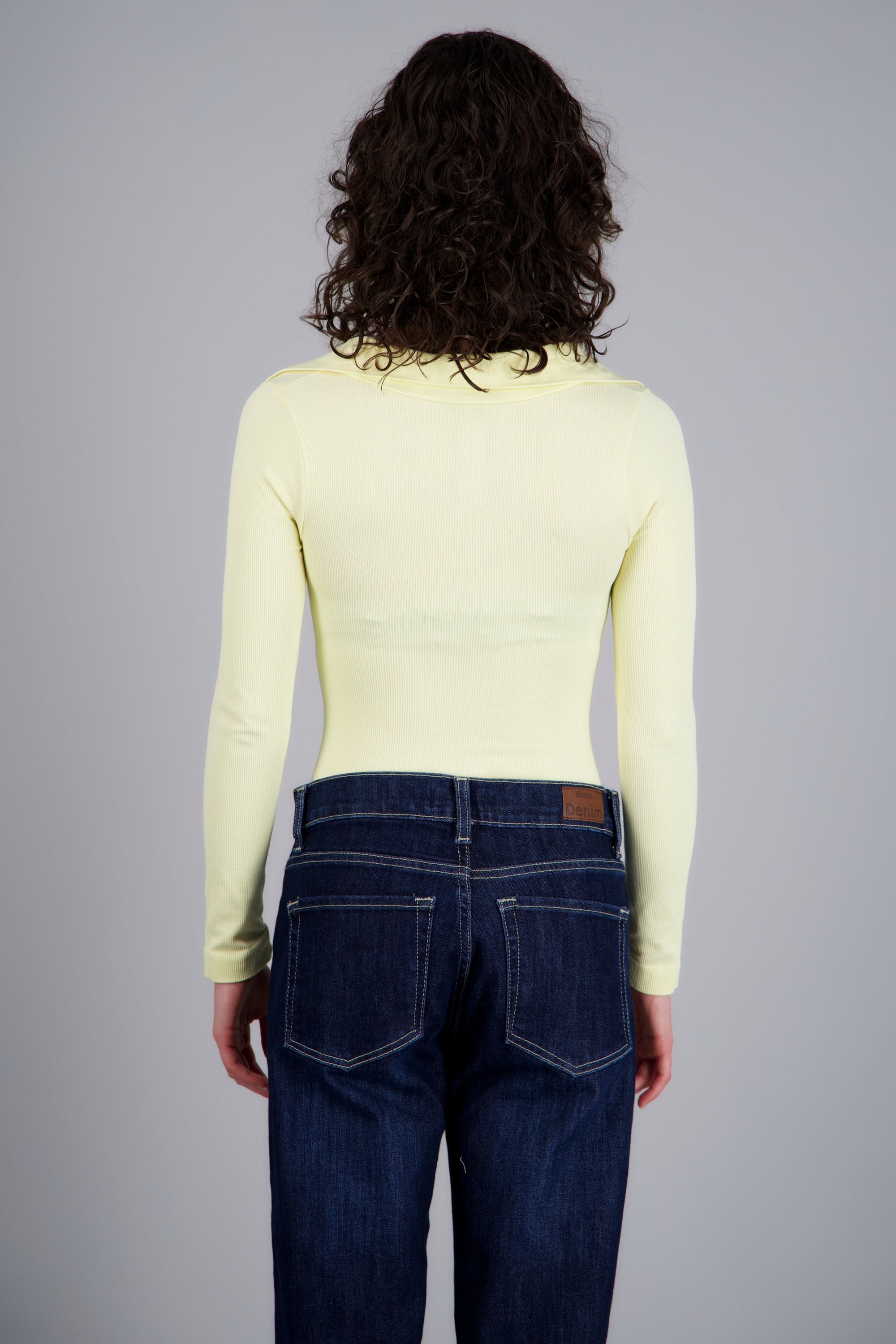 Bodysuit manga larga seamless liso AMARILLO PASTEL