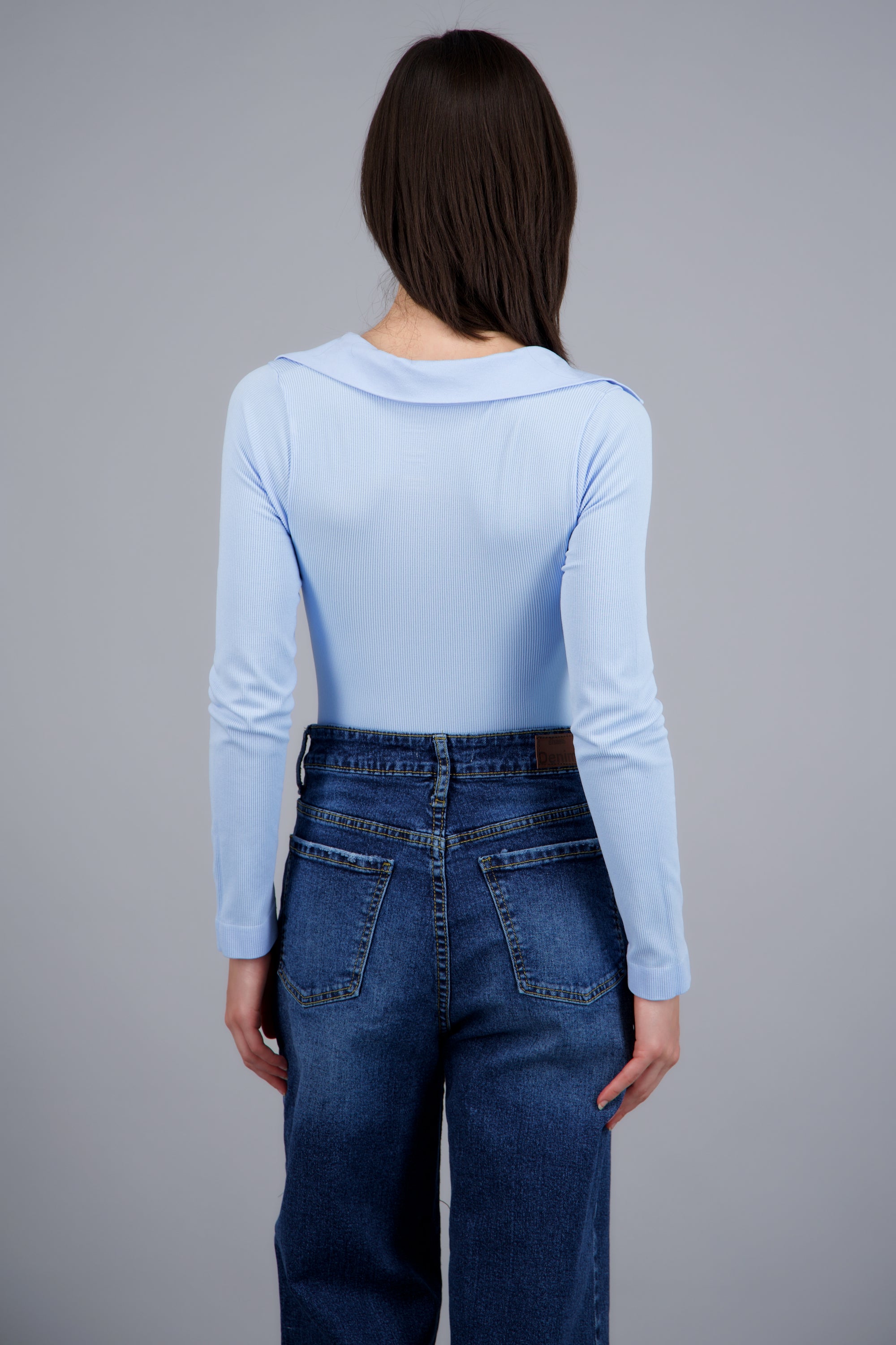 Bodysuit manga larga seamless liso AZUL PASTEL