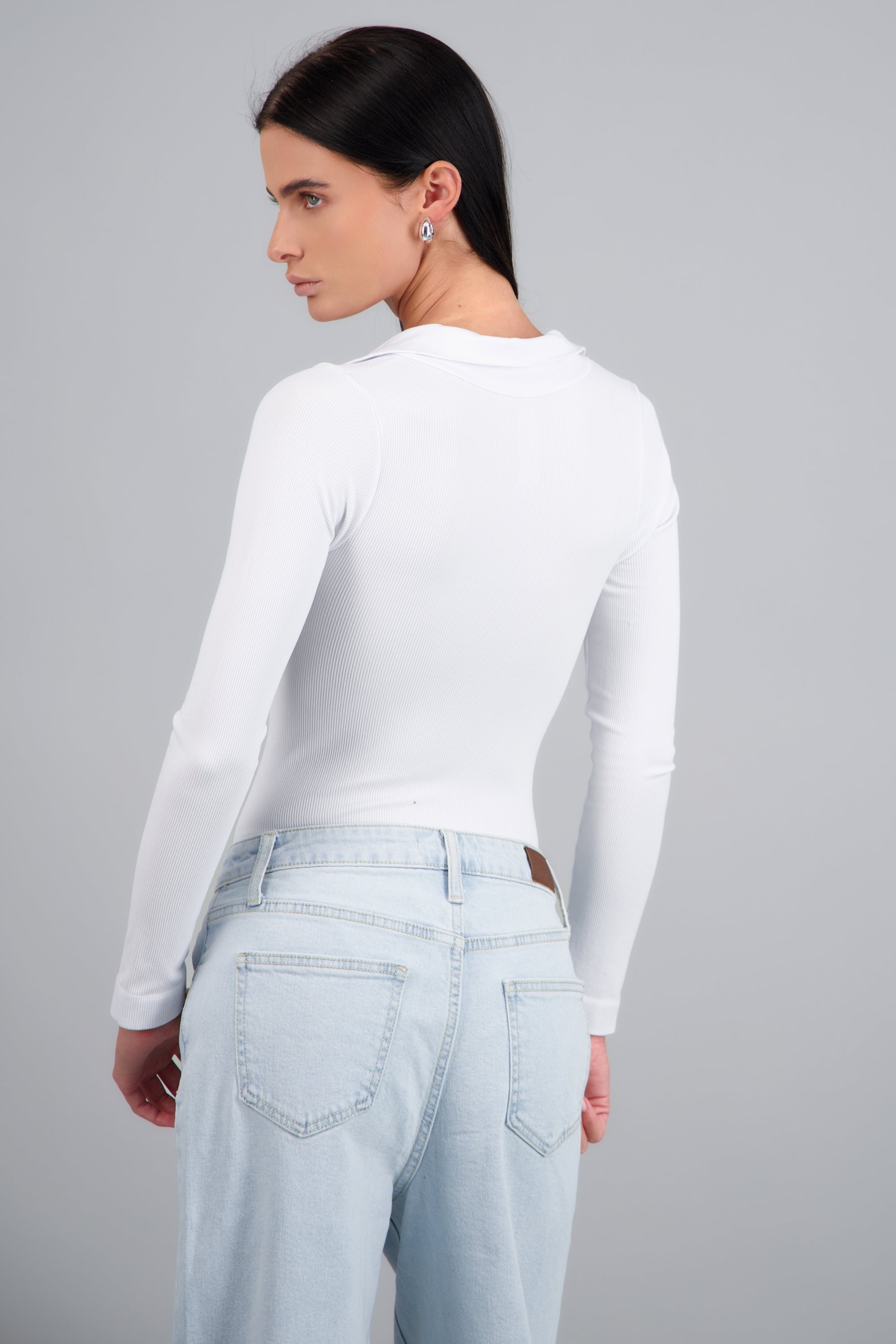 Bodysuit manga larga seamless liso BLANCO