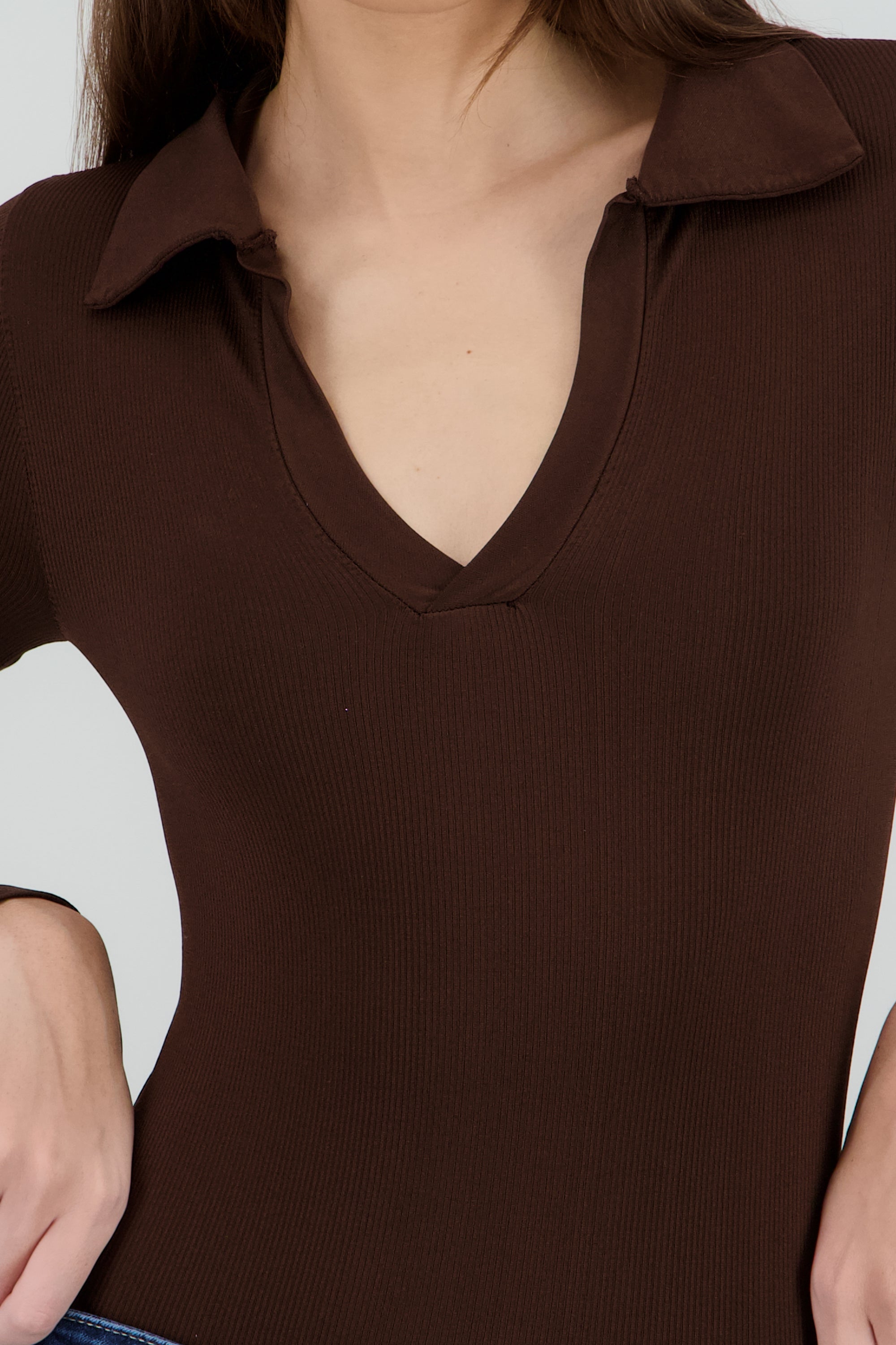 Bodysuit manga larga seamless liso CHOCOLATE