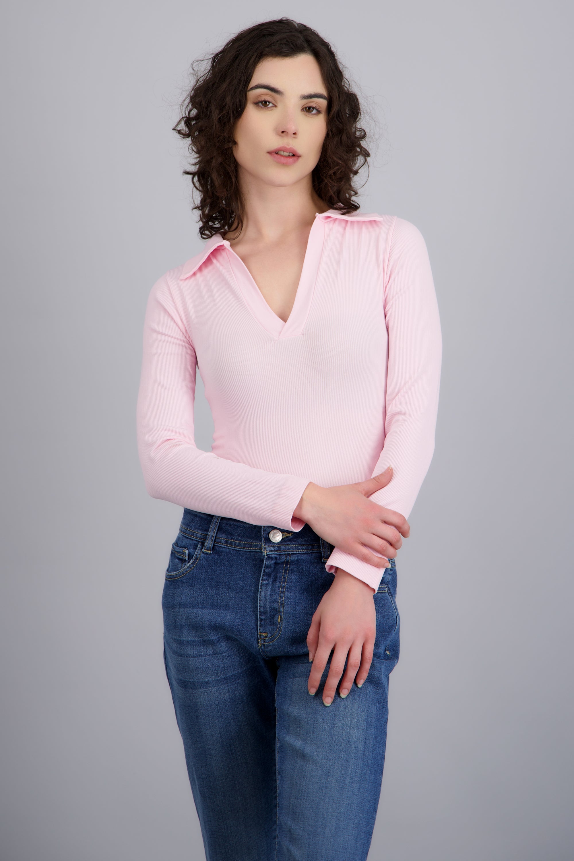 Bodysuit manga larga seamless liso ROSA PASTEL