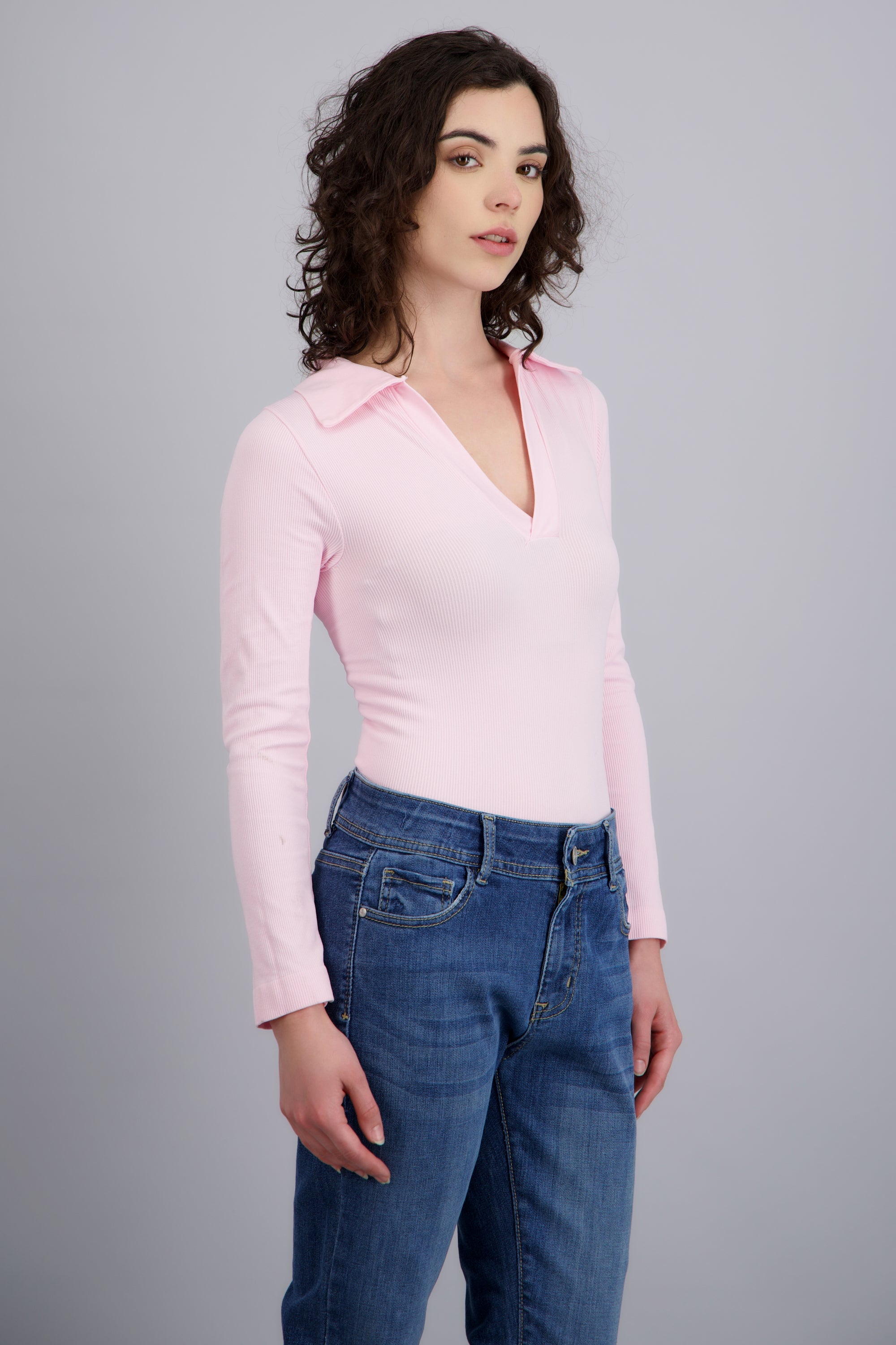 Bodysuit manga larga seamless liso ROSA PASTEL