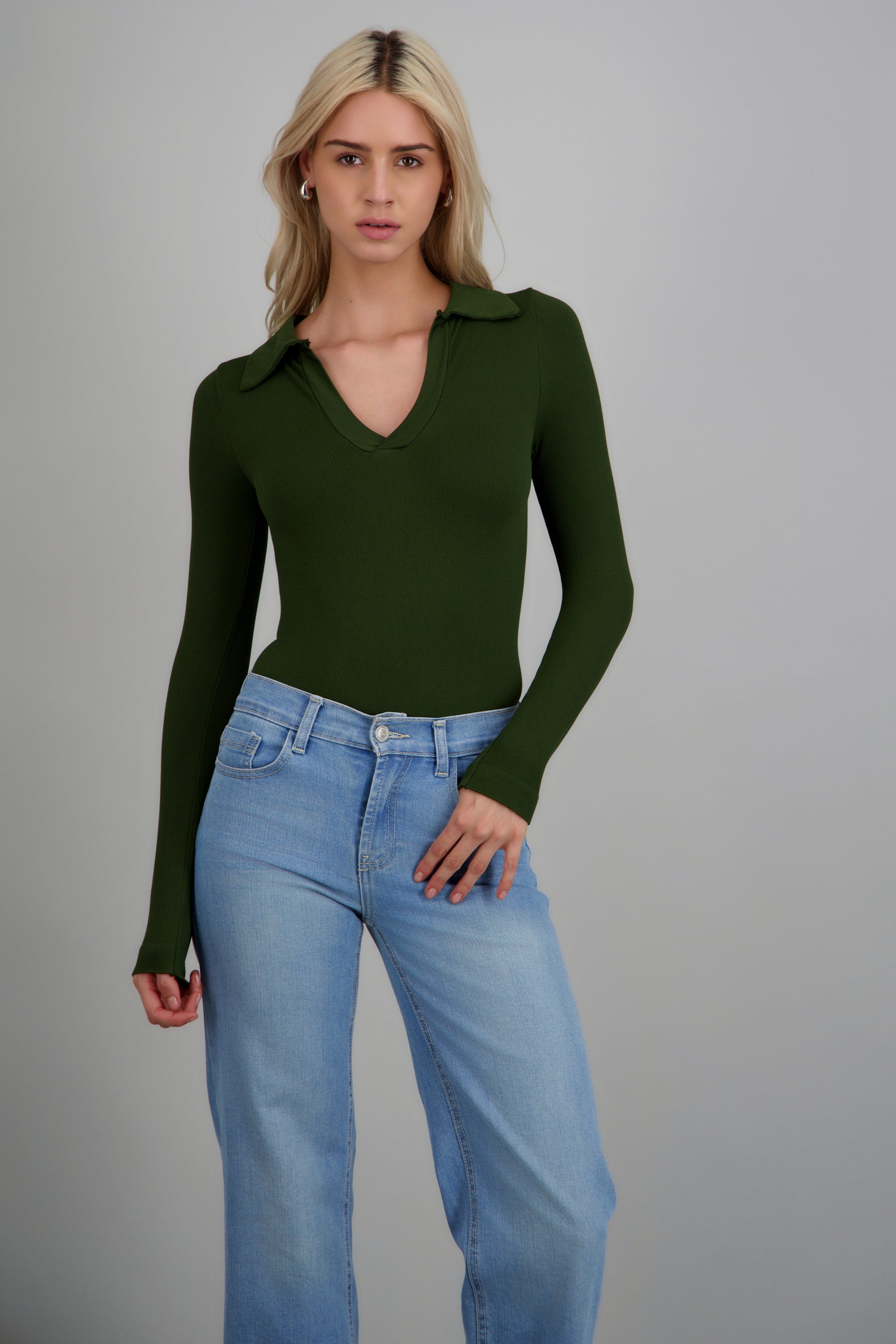 Bodysuit manga larga seamless liso OLIVO