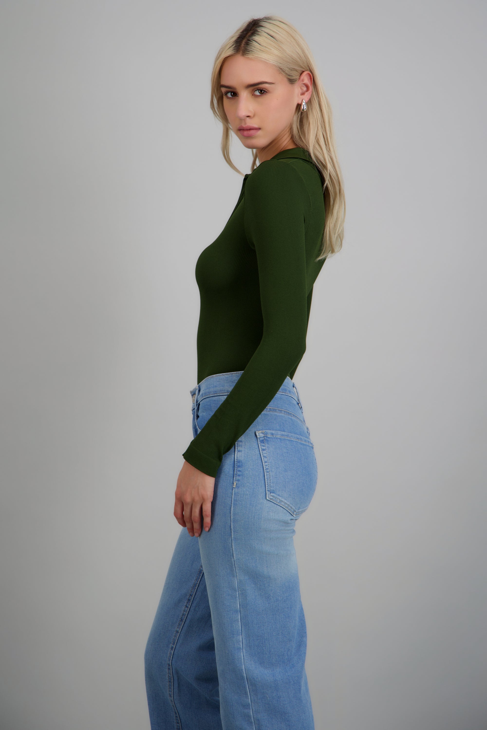 Bodysuit manga larga seamless liso OLIVO