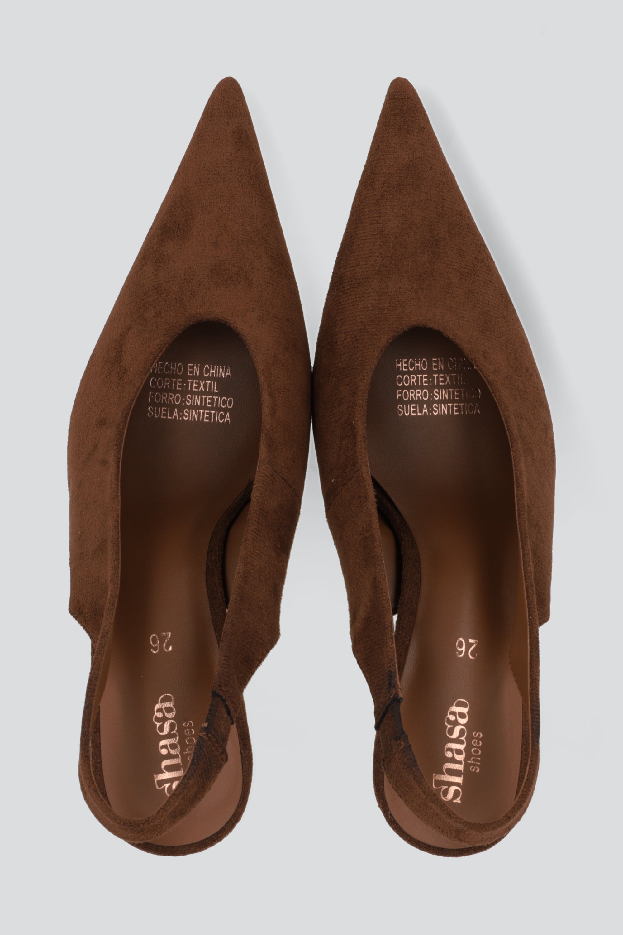 Tacon puntal slingback cerrado gamuza CAFE