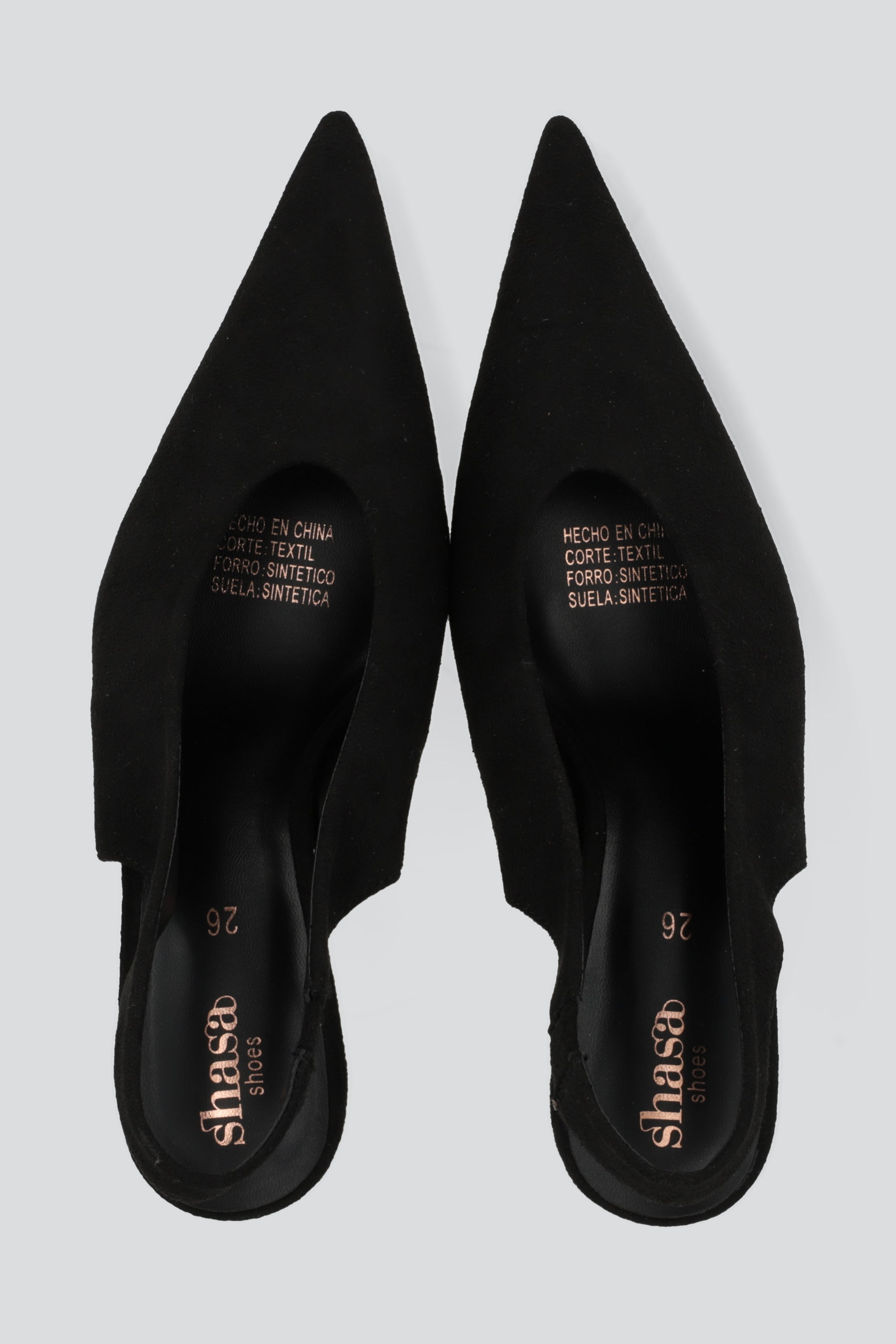 Tacon puntal slingback cerrado gamuza NEGRO