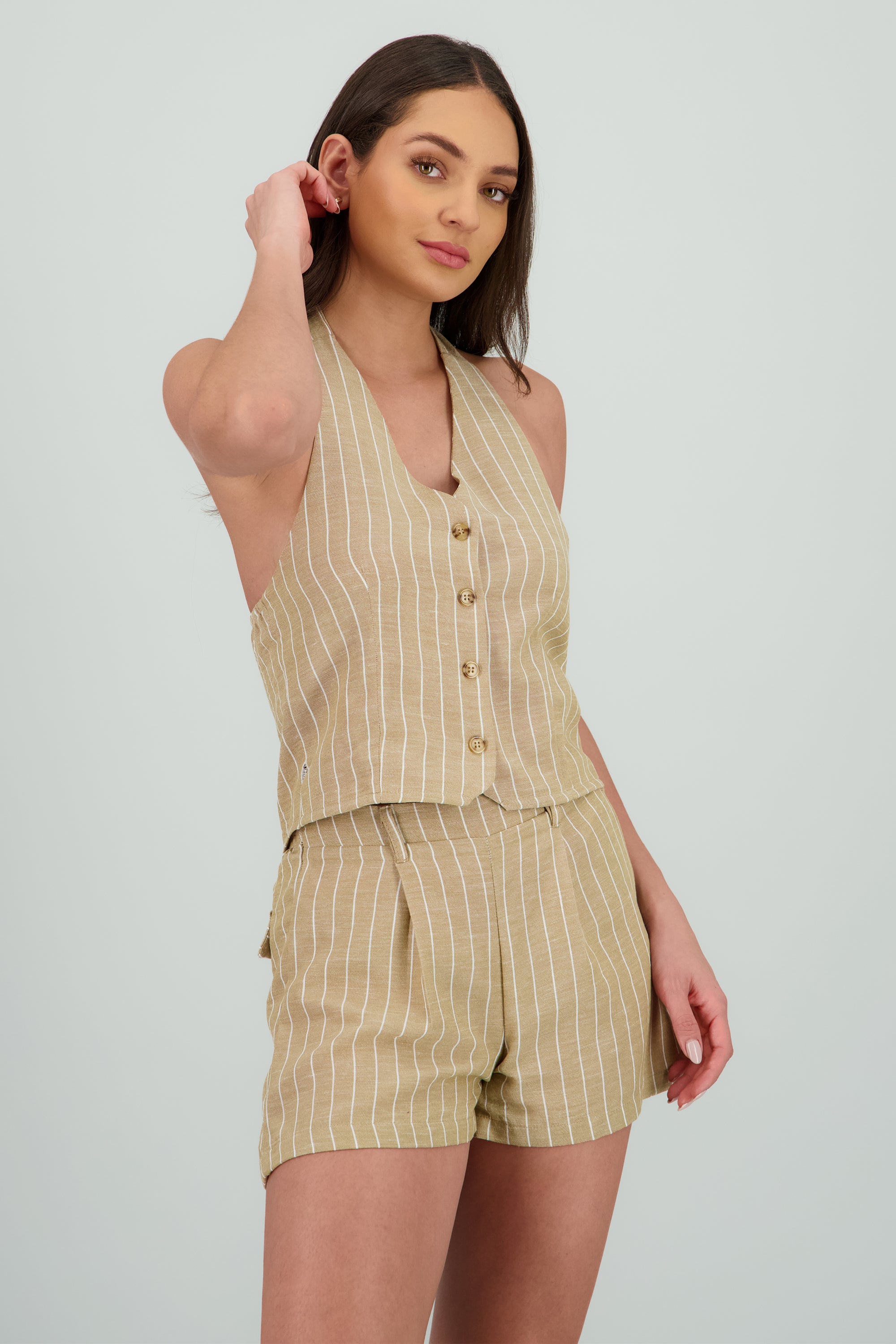 Chaleco halter estampado rayas ARENA