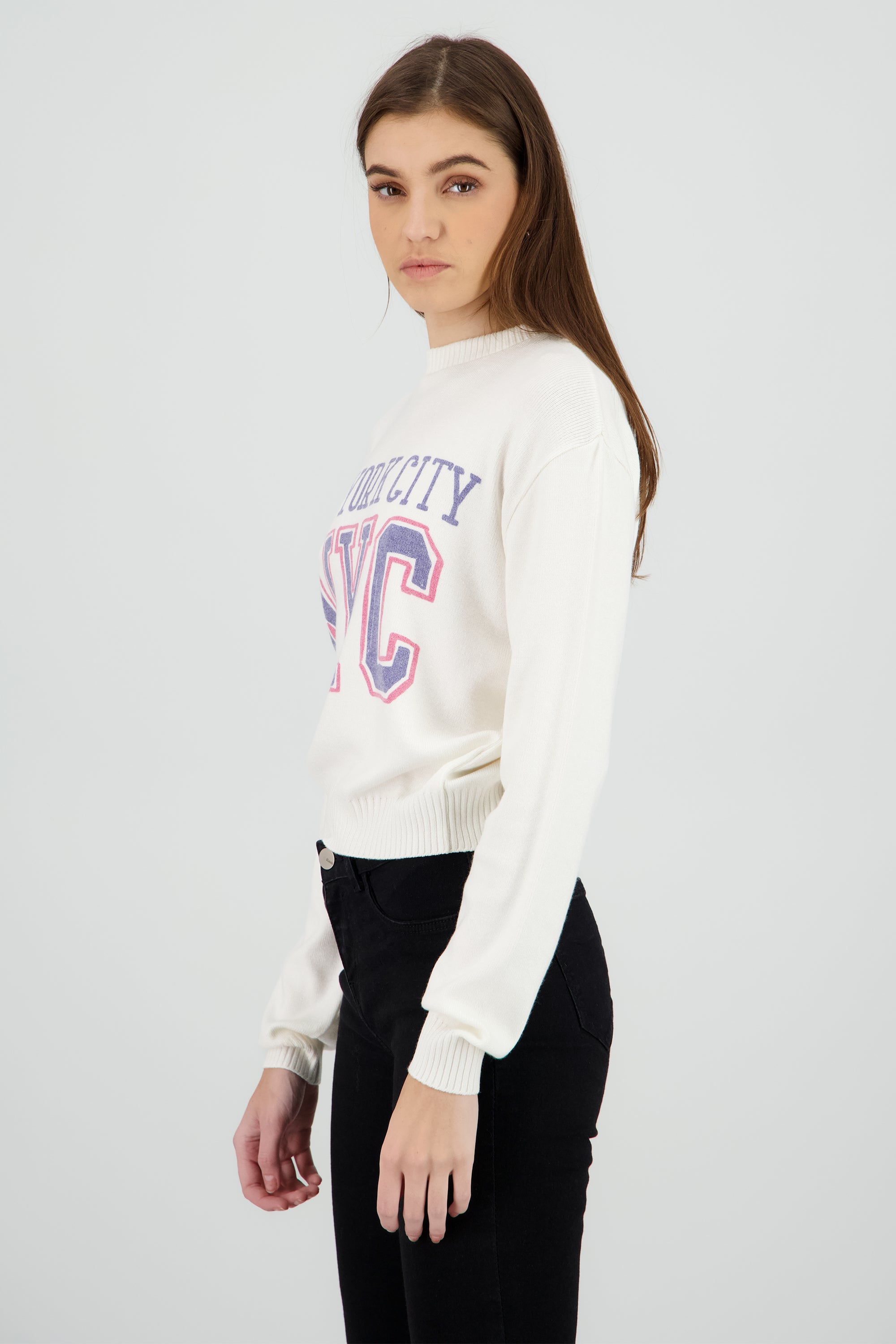 Sueter New York estampado HUESO