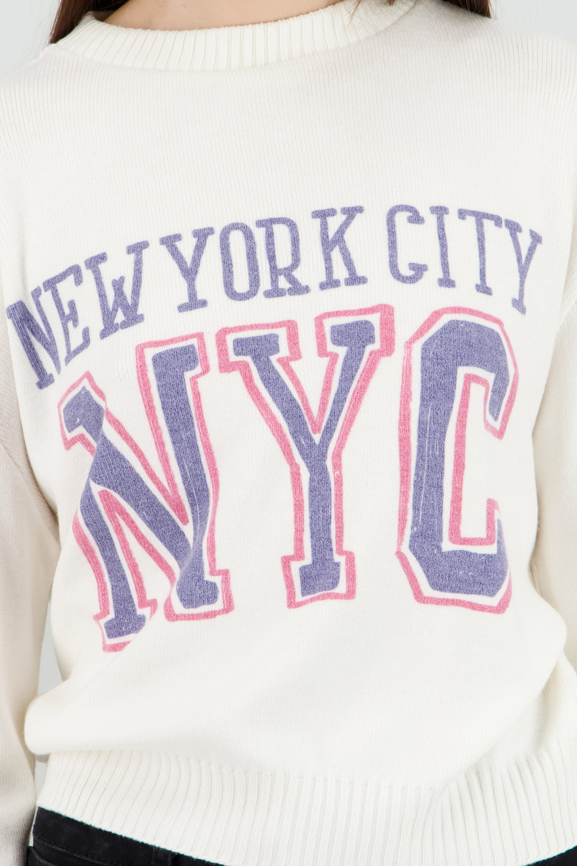 Sueter New York estampado HUESO